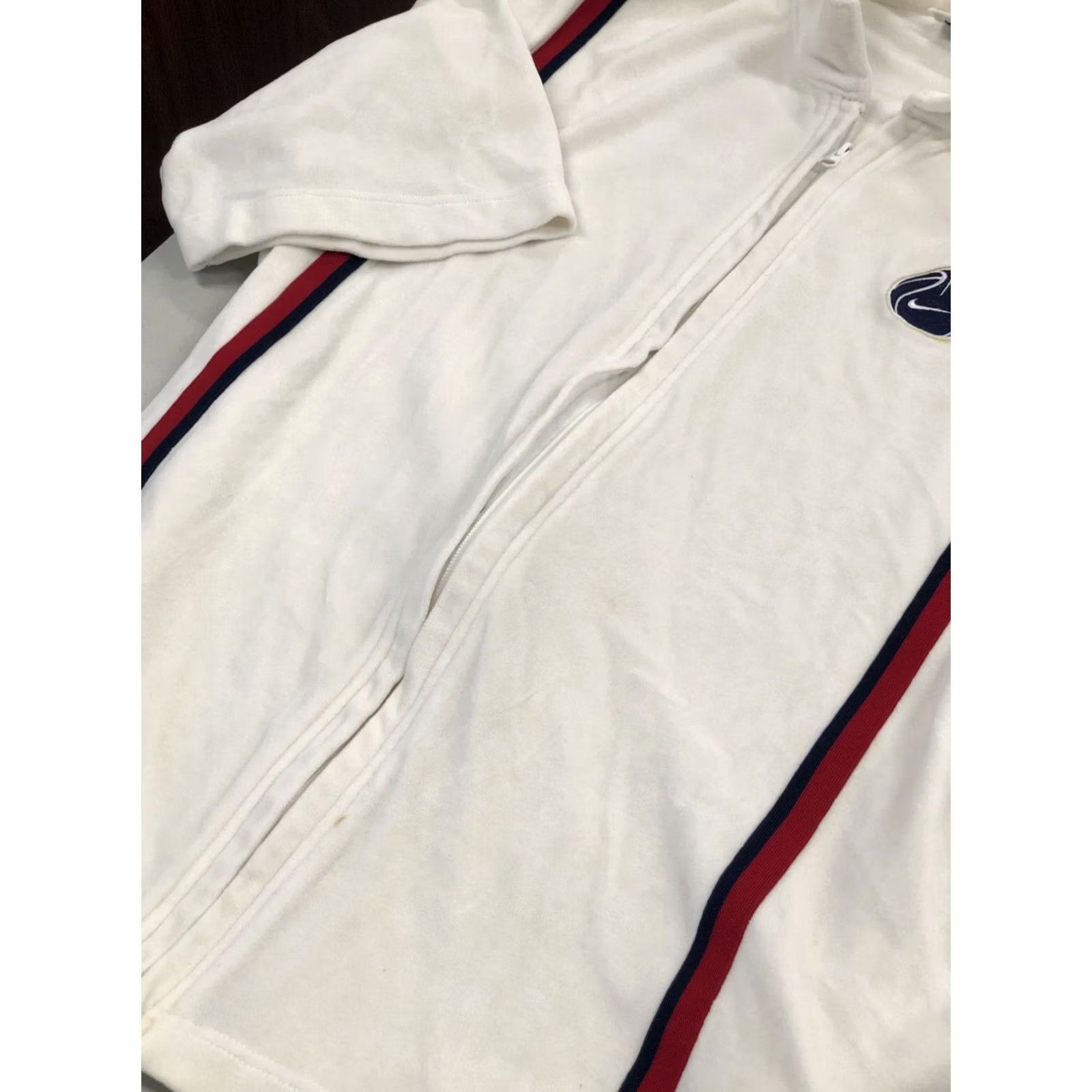 Nike VINTAGE Nike Jacket Shirt Mens XL White Velour Short Sleeve Warmup 90s Classic Throwback Track Size US XL / EU 56 / 4 - 3 Thumbnail