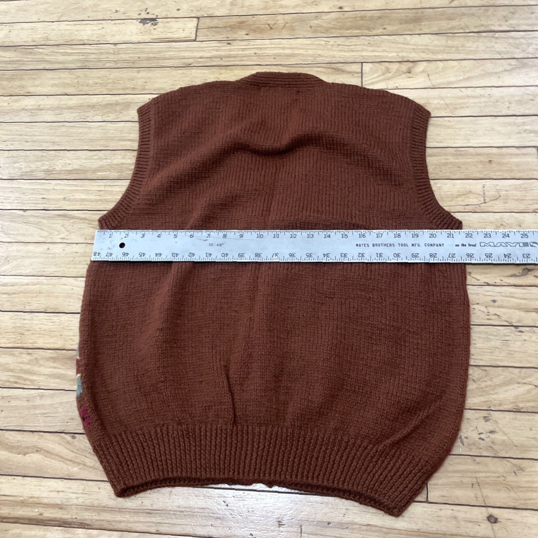 Vintage Manny Aztec Print Knit Vest Men M Brown Green Red Preppy Western Cardigan 42" Size US M / EU 48-50 / 2 - 7 Thumbnail