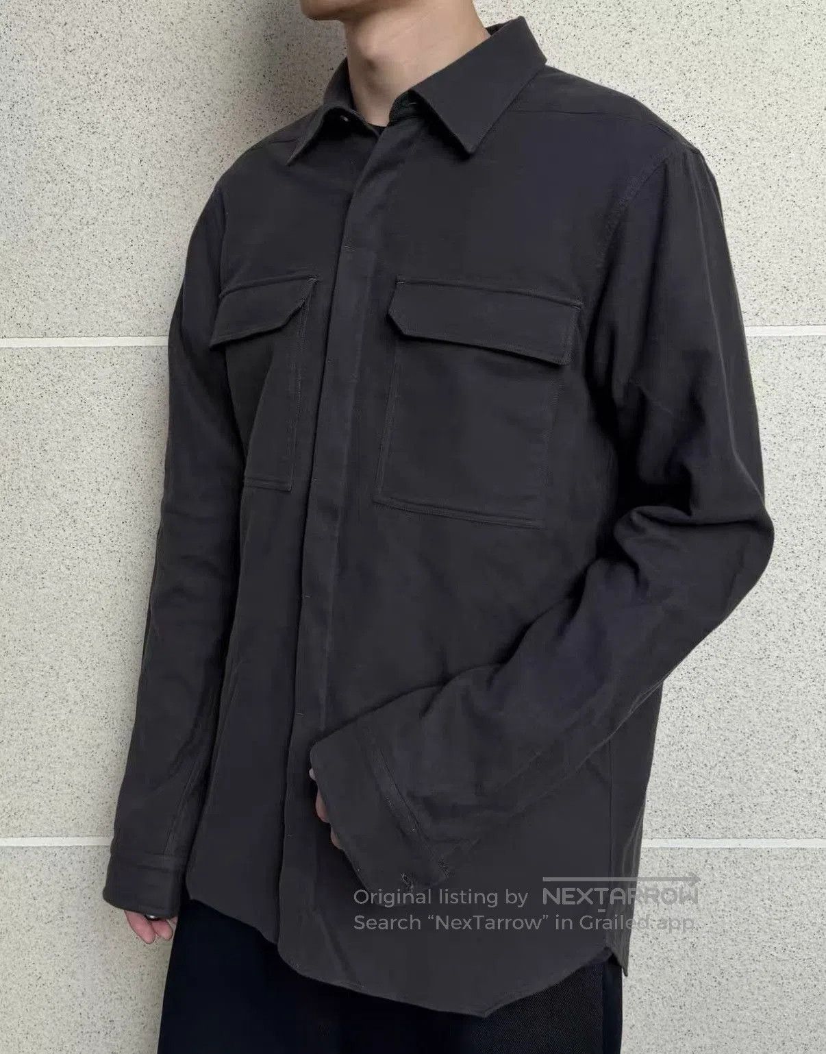 Rick Owens Gray Long-Sleeve Button-Up Shirt Size M. Size US M / EU 48-50 / 2 - 6 Thumbnail