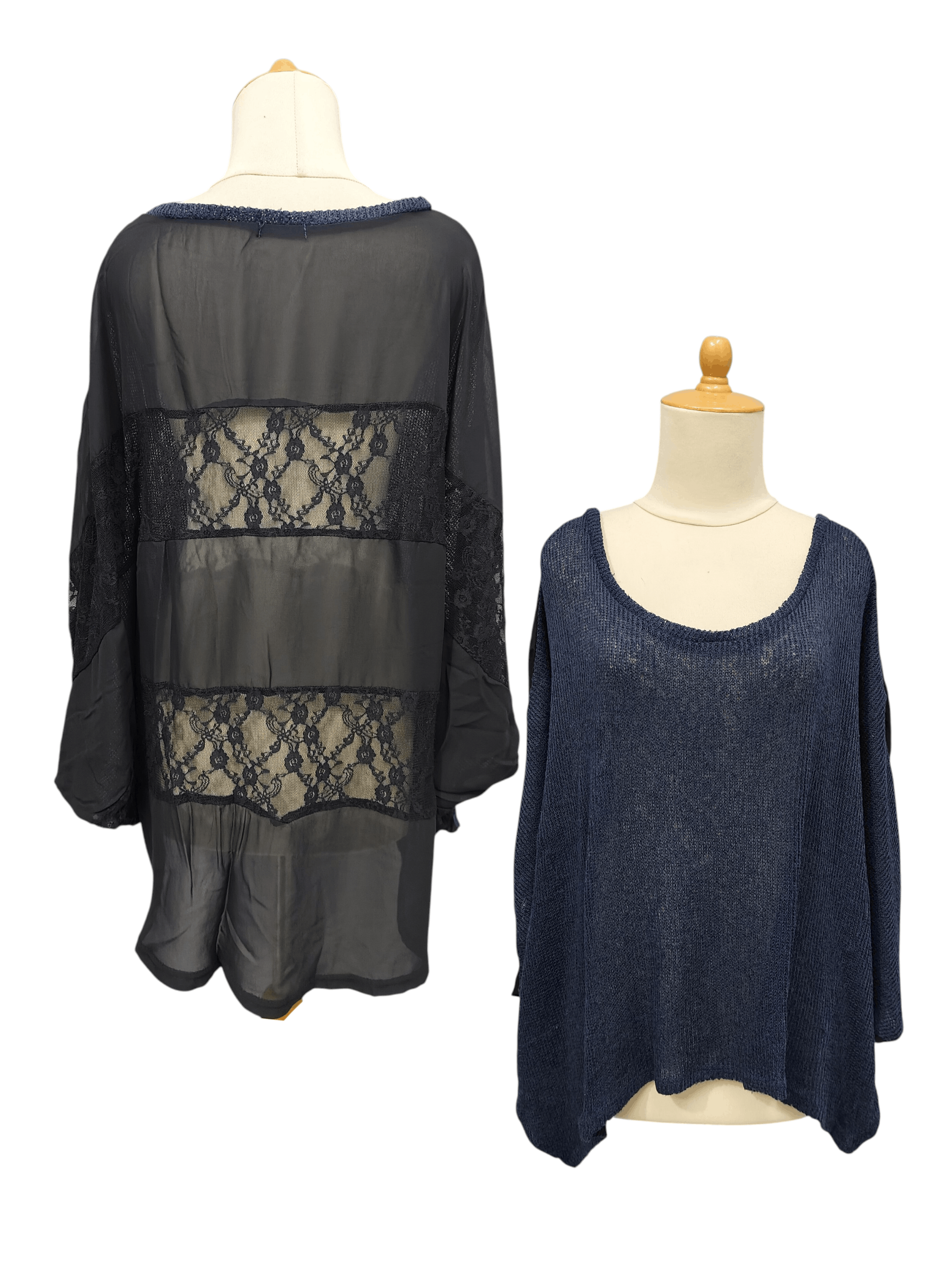 Japanese Brand DREA my MINX🇯🇵Knit Sheer Chiffon Lace Back Panel Oversized Size XL / US 12-14 / IT 48-50 - 1 Thumbnail
