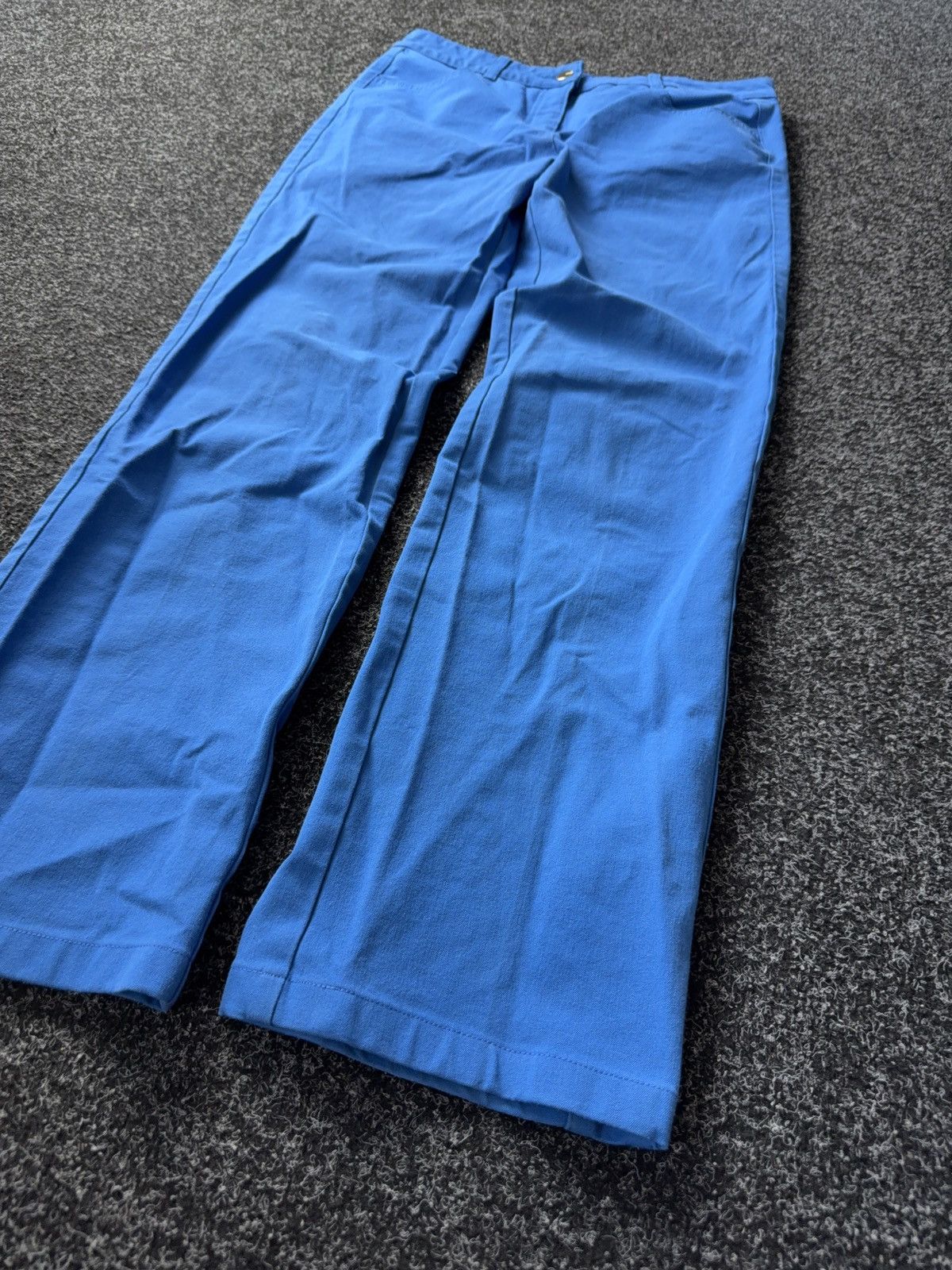 Escada Avant Garde Luxury Designer Escada gold logo Blue pants Size 31" - 3 Thumbnail