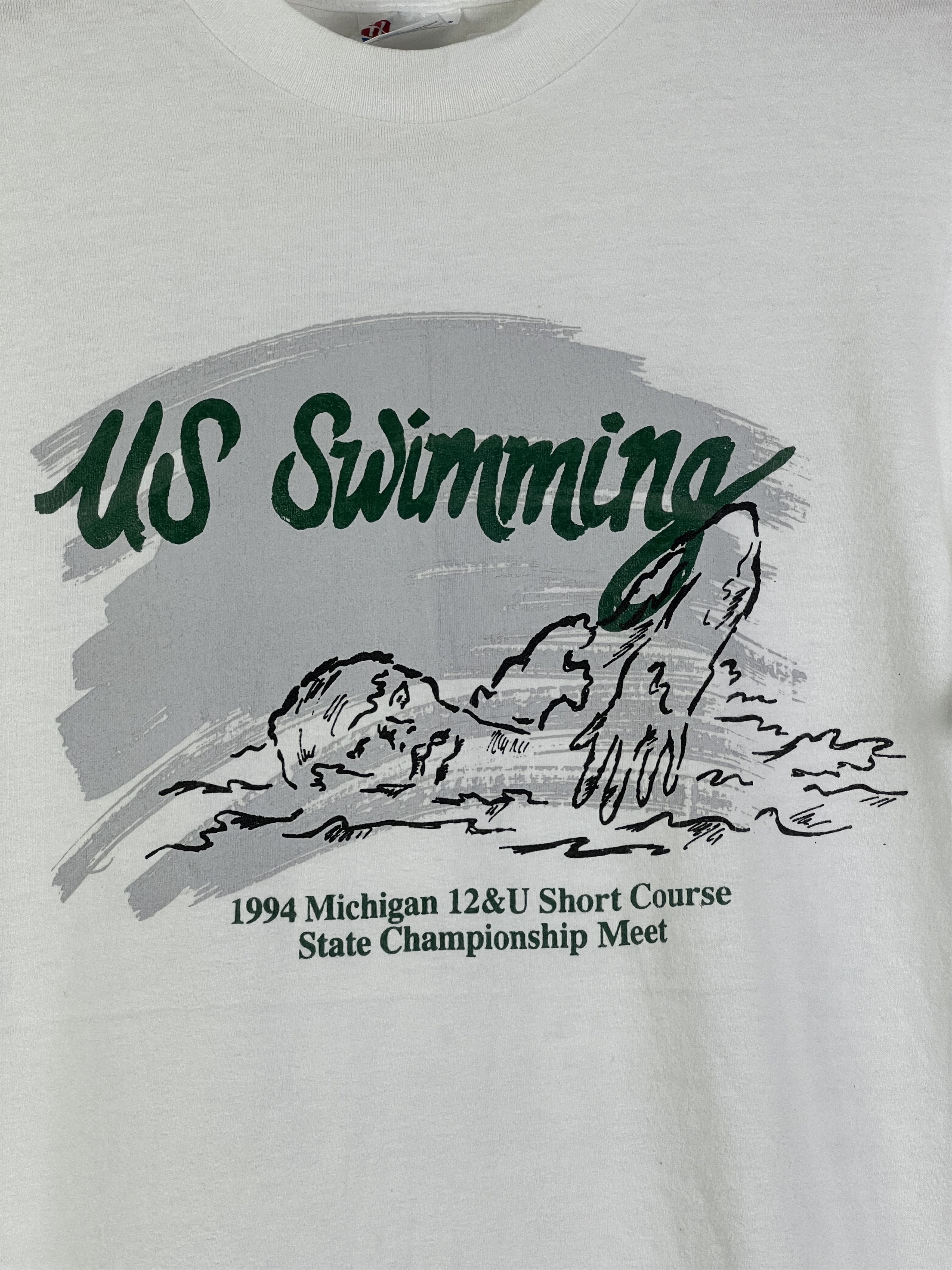 Vintage No.4937 Vintage 90s US Swimming Art Graphic Tee (M) Size US M / EU 48-50 / 2 - 2 Thumbnail