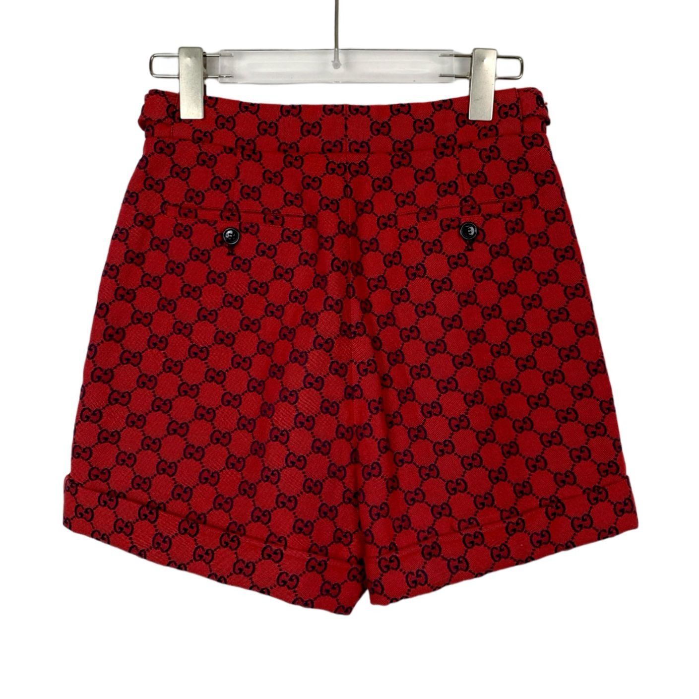 Gucci H9296 Gucci Red GG Monogram Womens High-Waisted Cotton Blend Size 38" / US 16 / IT 52 - 2 Thumbnail