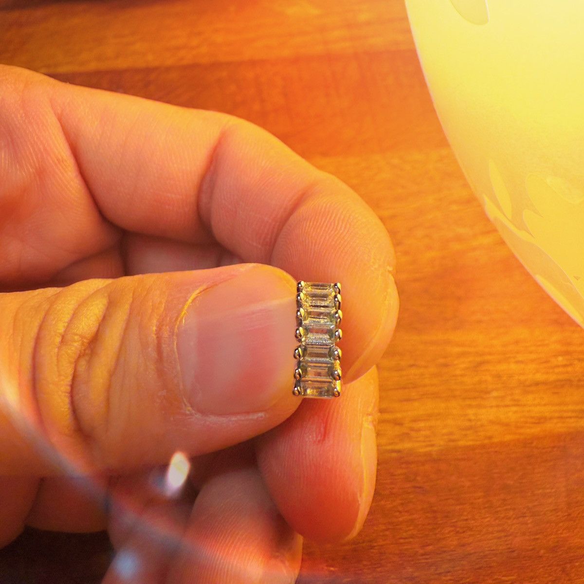 Other Dainty Silver Hoop Earrings with Baguette Crystals Size ONE SIZE - 3 Thumbnail