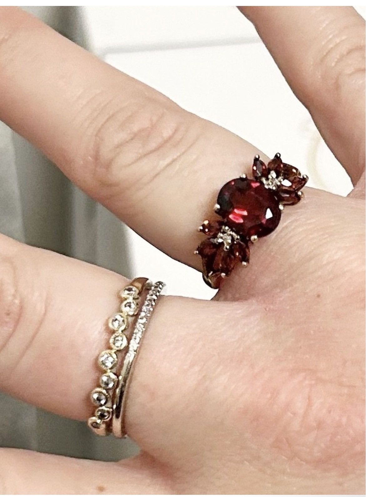 Other Authentic Vintage 14kt Yellow Gold Garnet and Diamond Ring Size ONE SIZE - 11 Thumbnail