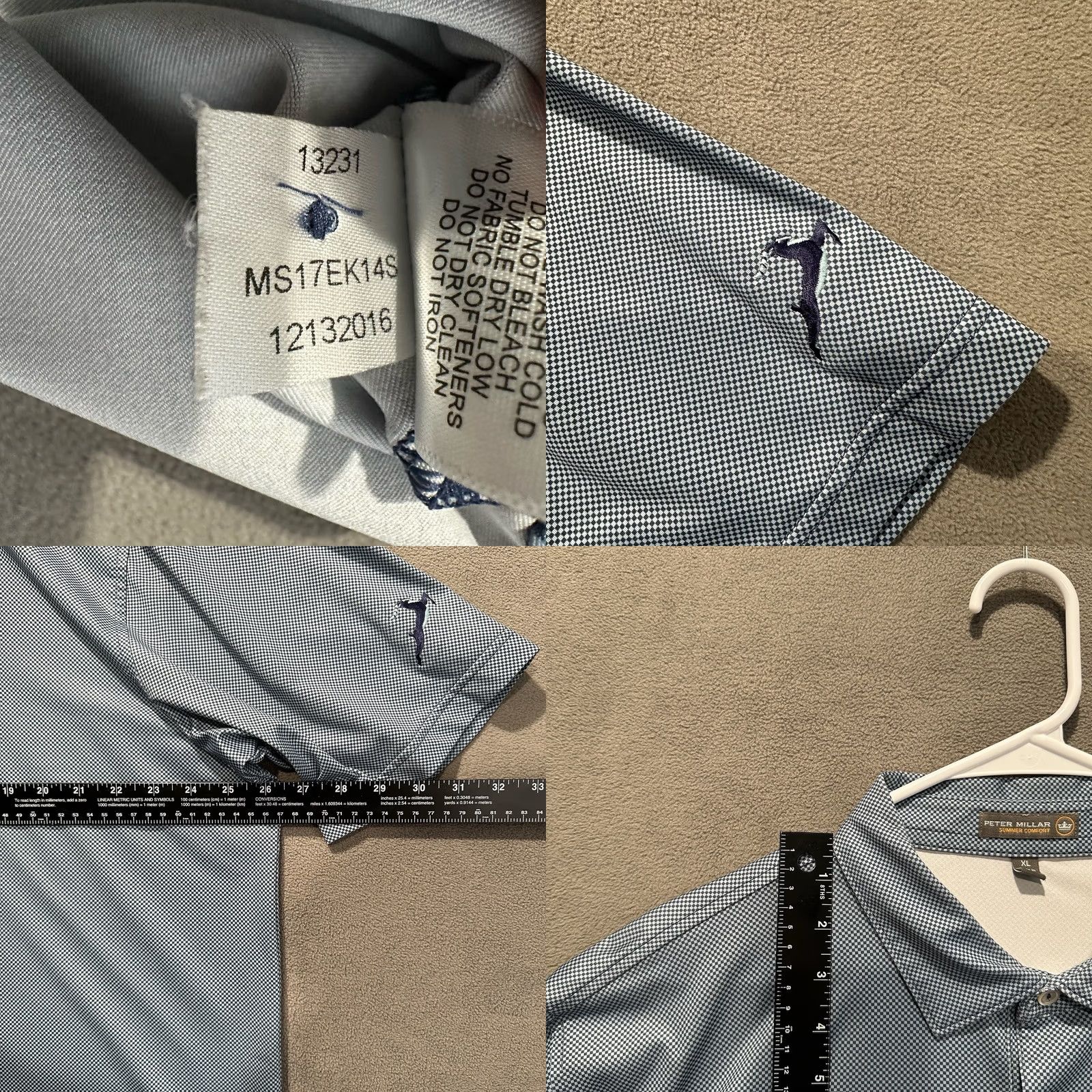 Peter Millar Peter Millar Polo Shirt Mens XL Blue Gingham Plaid Summer Comfort Performance Golf Size US XL / EU 56 / 4 - 8 Thumbnail