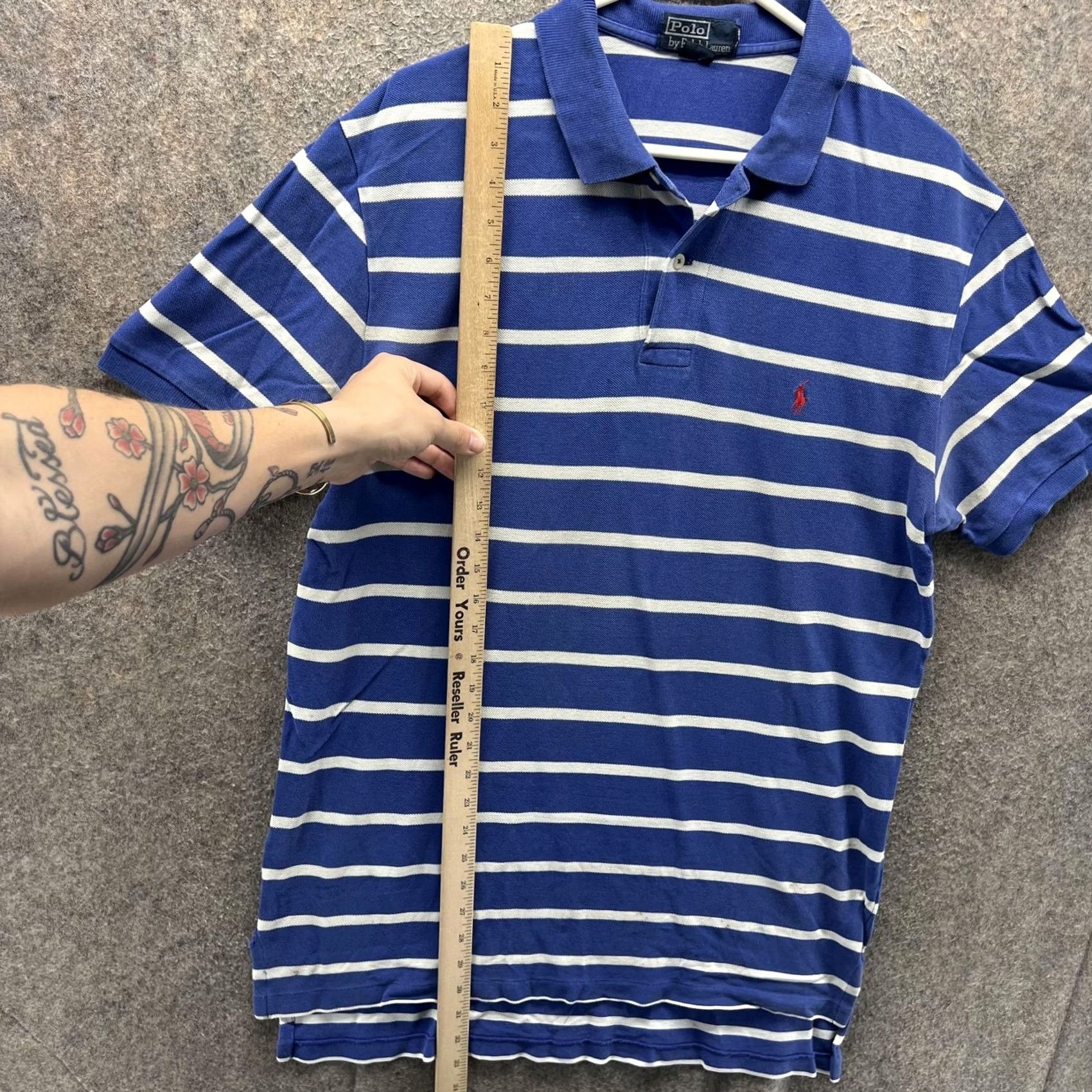 Polo Ralph Lauren Polo Ralph Lauren Polo Shirt Mens Large Blue Stripe Pique Cotton Pony Logo Golf Size US L / EU 52-54 / 3 - 7 Thumbnail