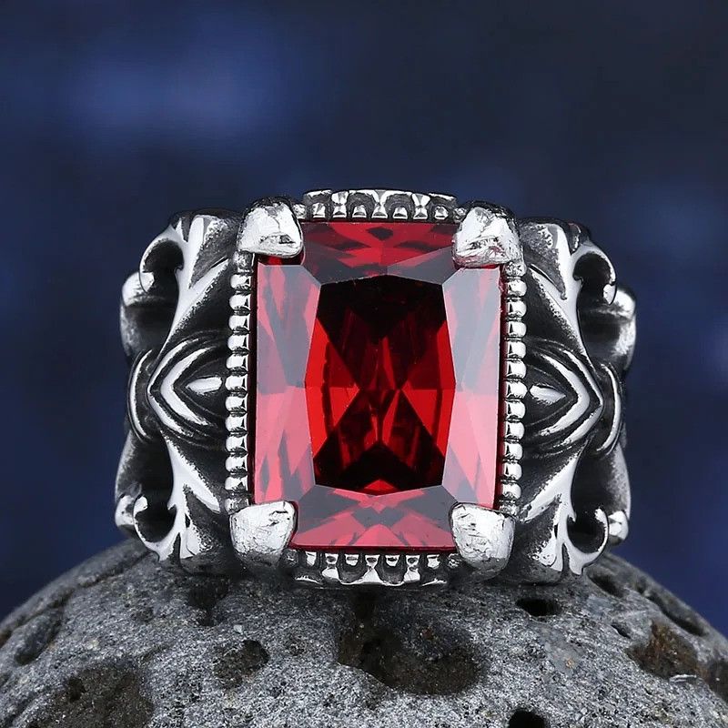 Vintage Classic Red Stone Ring Size ONE SIZE - 4 Thumbnail