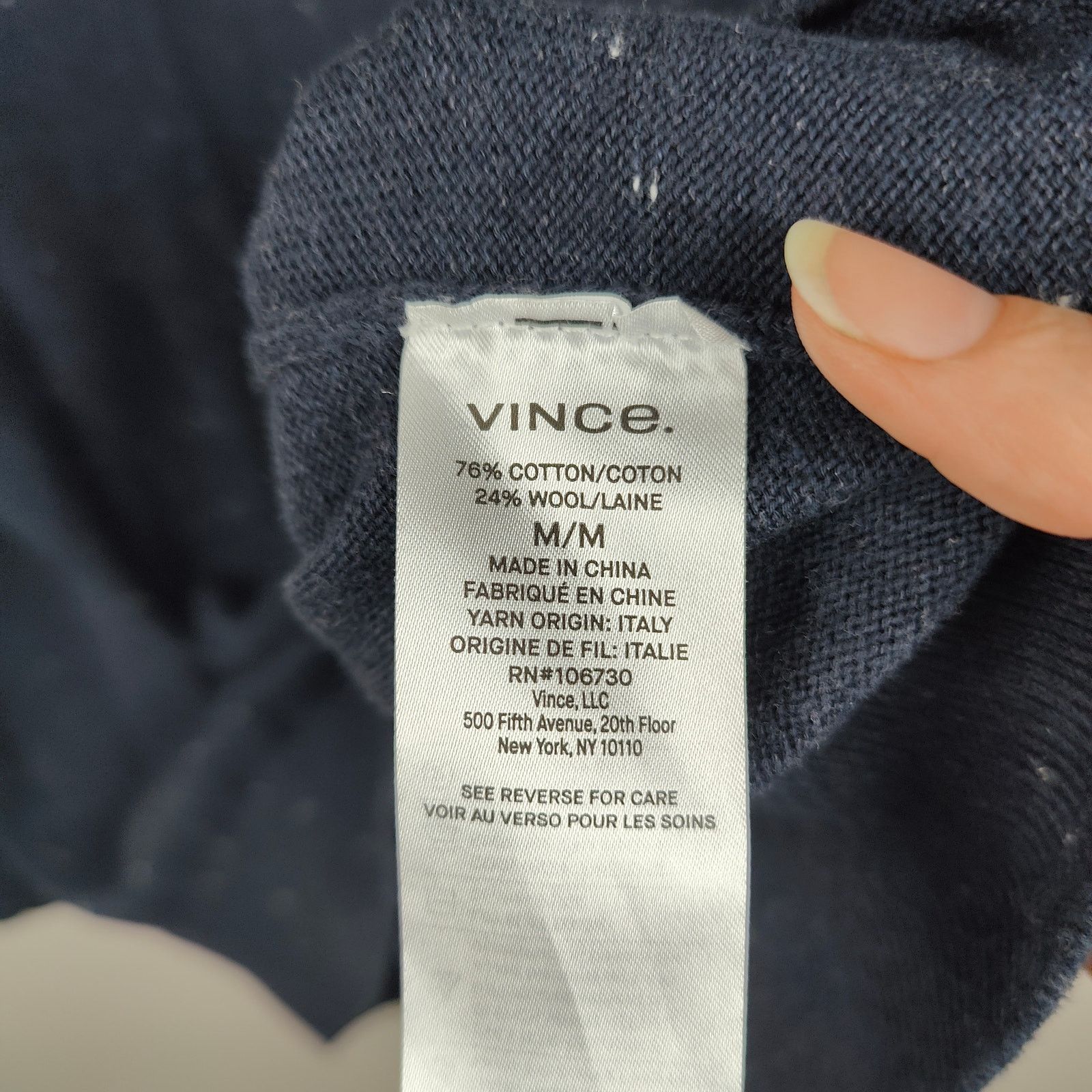 Vince Vince Cotton Wool Sweater Mens Medium Navy Blue Speckled Size US M / EU 48-50 / 2 - 5 Thumbnail