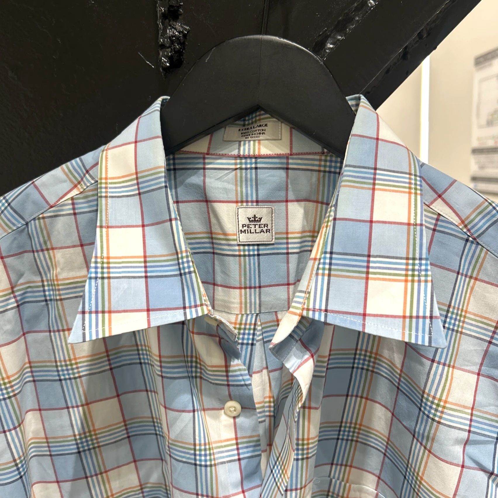 Peter Millar Peter Millar Shirt XL Multi-Color 100% Cotton Plaid Checks Spread Collar Button-Up Casual Mens Regular Size US XL / EU 56 / 4 - 5 Thumbnail