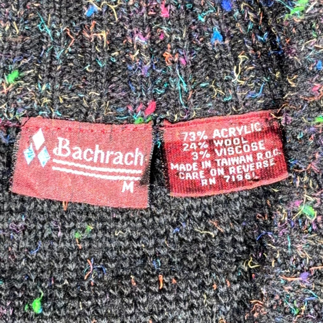 Vintage VINTAGE Bachrach Sweater Vest Men's MEDIUM Black Confetti Knit Wool Blend 80s Size US M / EU 48-50 / 2 - 4 Thumbnail