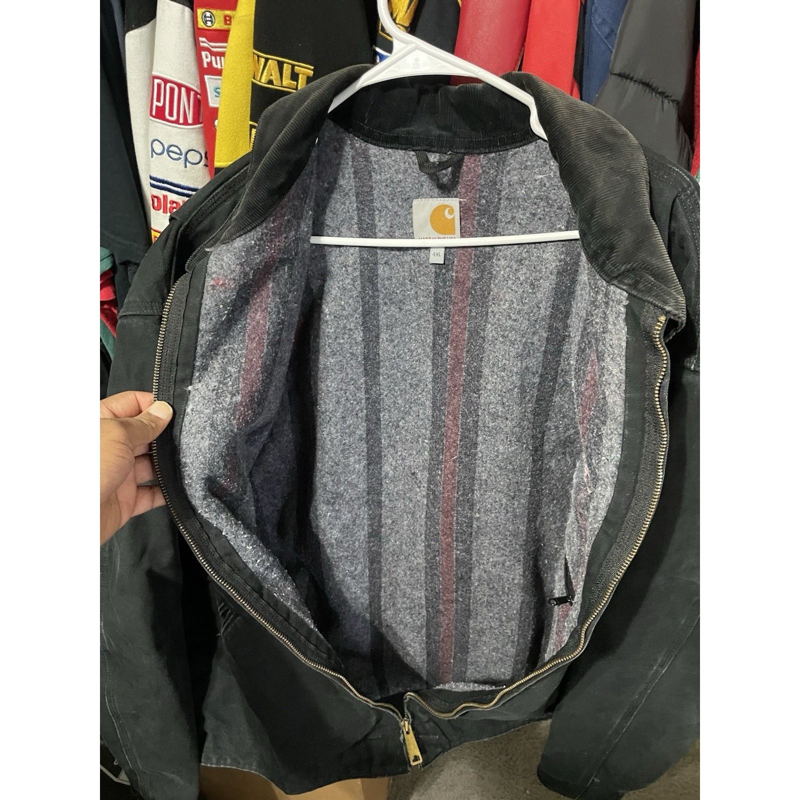 Carhartt Size 4XL- VTG Carhartt Detroit Blanket Lined Black Jacket Size US XXL / EU 58 / 5 - 2 Thumbnail