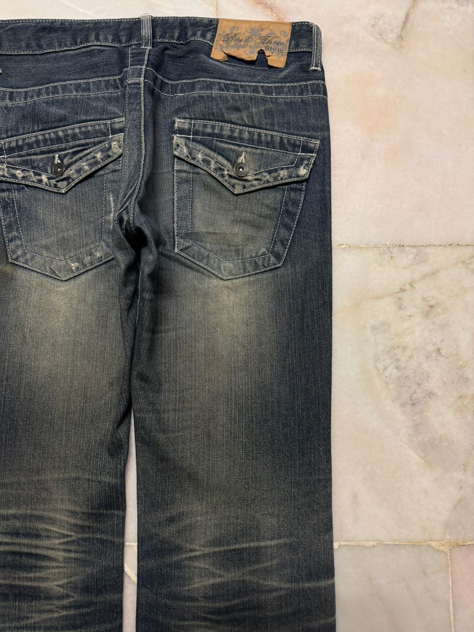 Flare💥Insane 90s Root three Rusty Mudwash Distress Dark Jean