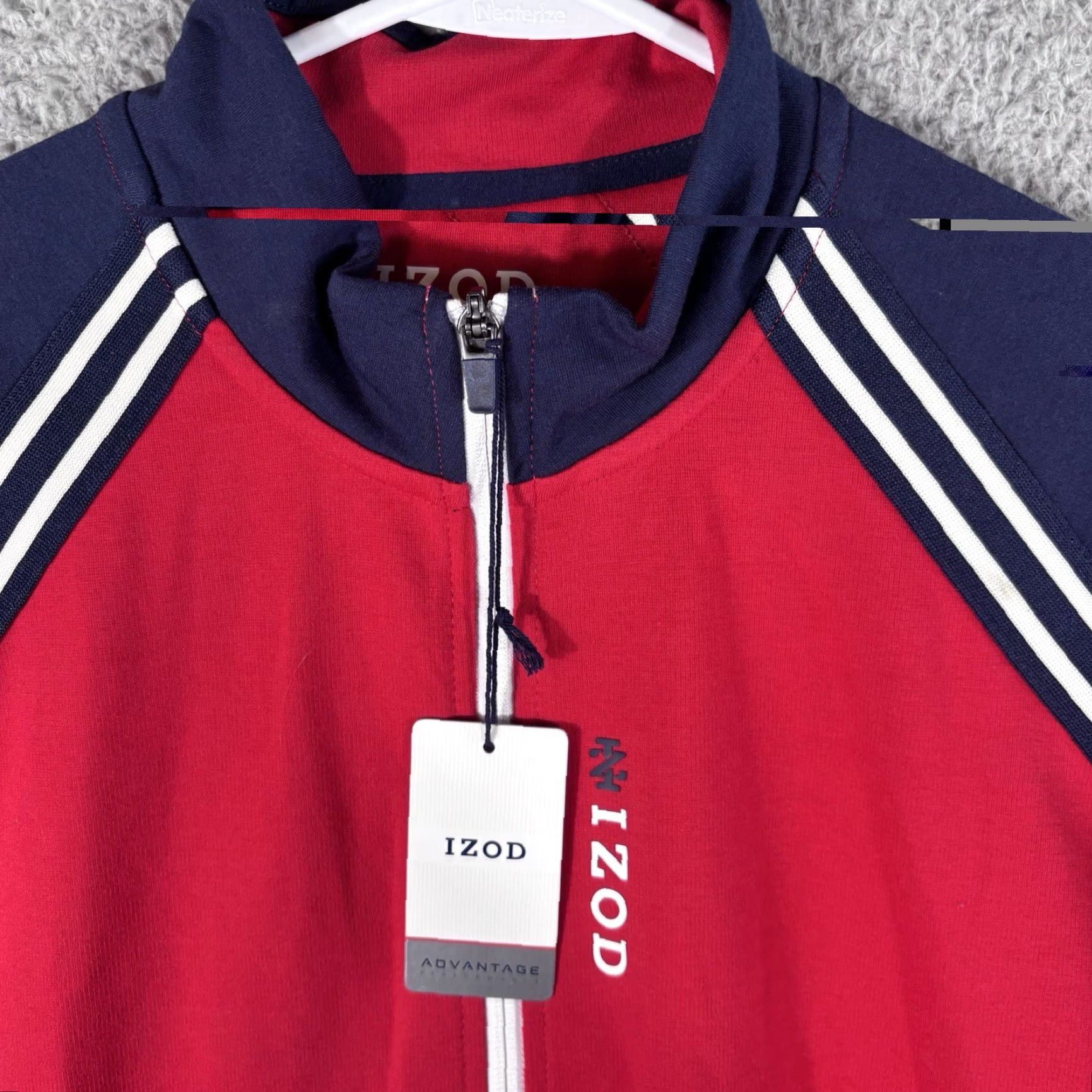 Izod IZOD Advantage Performance Jacket Mens M Red White Navy Full Zip Size US M / EU 48-50 / 2 - 2 Thumbnail