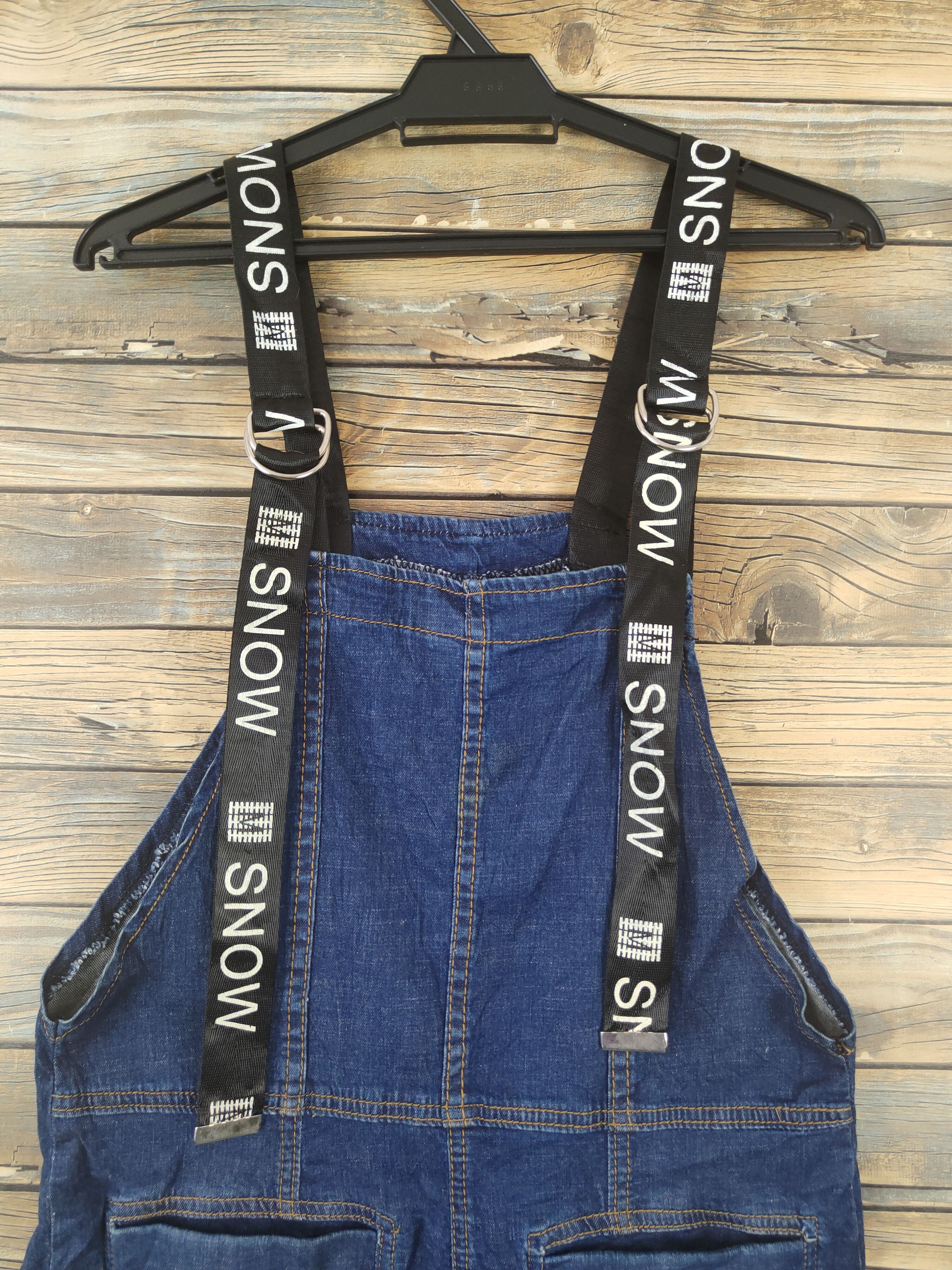 Japanese Brand × Vintage Vintage Japanese Brand Dark Blue Denim Shortall Jumpsuits Size 33" - 2 Thumbnail