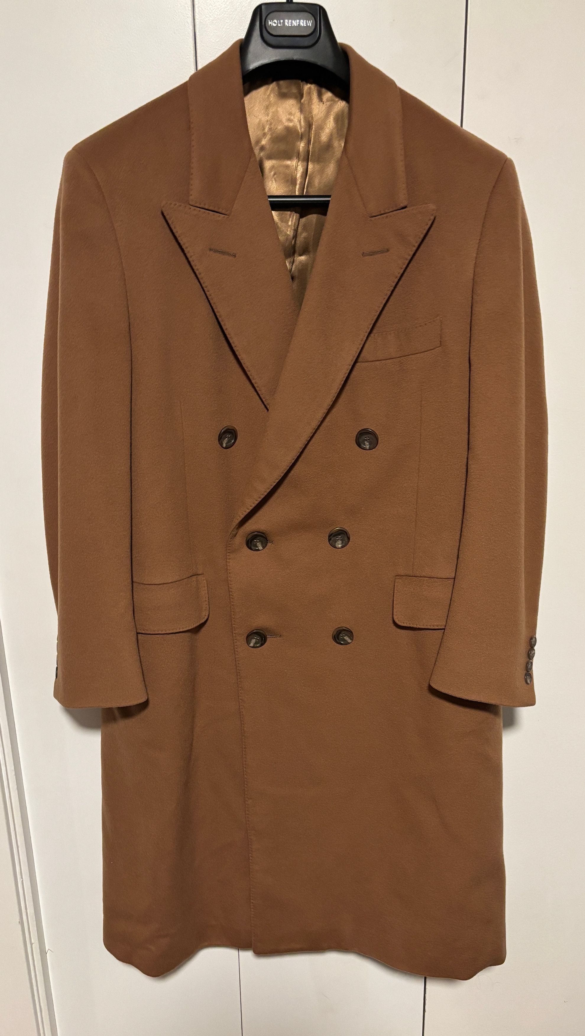 Samuelsohn Cashmere Double Breasted Tan/Camel Overcoat Polo Coat - M/L Size US L / EU 52-54 / 3 - 1 Thumbnail