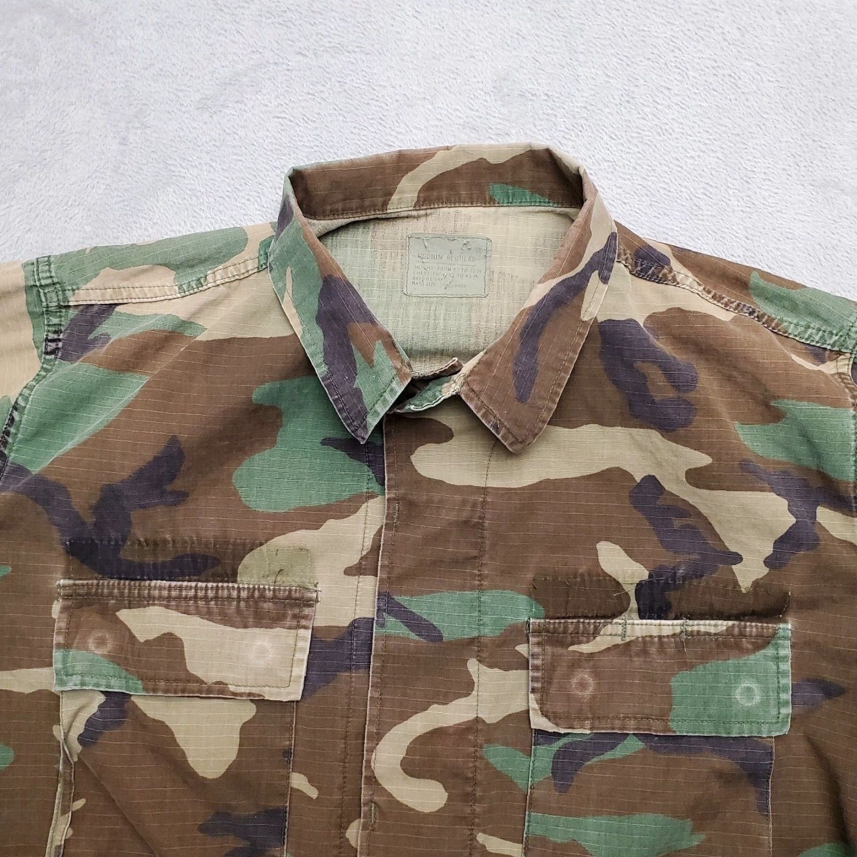 Vintage VINTAGE EA Woodland Camo Shirt Mens M Camouflage Military Army Button-Up Twill Cotton Nylon All Seasons Size US M / EU 48-50 / 2 - 3 Thumbnail