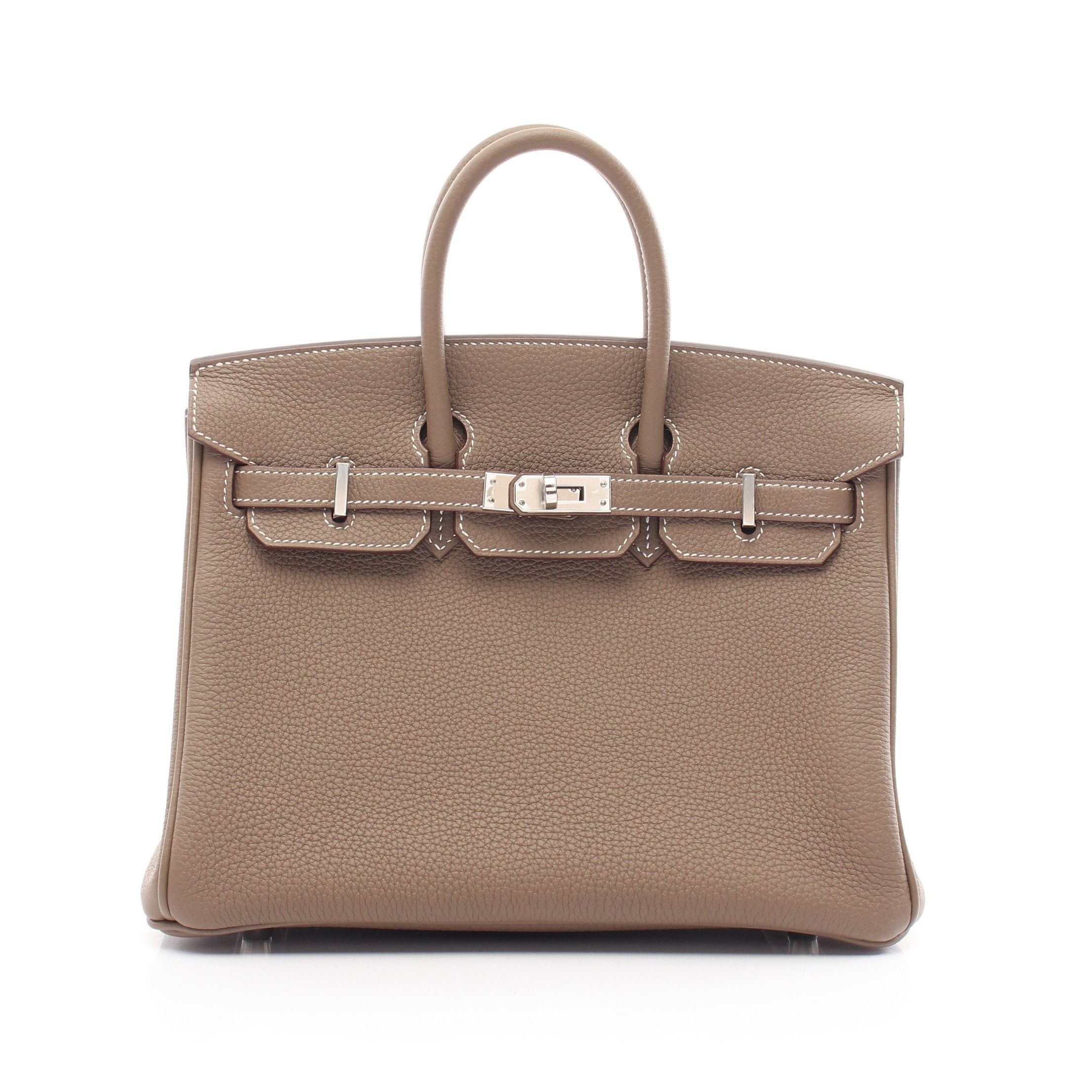 Hermes Hermes Birkin 25 Etoupe Handbag Togo Gray Beige Silver Hardware Z Stamp Size ONE SIZE - 1 Thumbnail