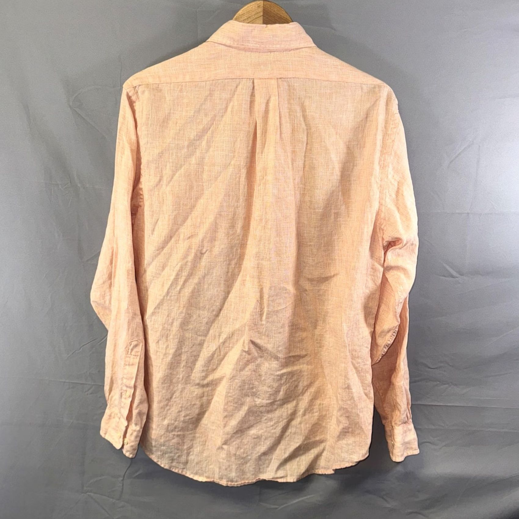 Brooks Brothers Brooks Brothers Shirt Mens Large Peach Irish Linen Slim Fit Button-Down Casual Shirt Size US L / EU 52-54 / 3 - 2 Thumbnail