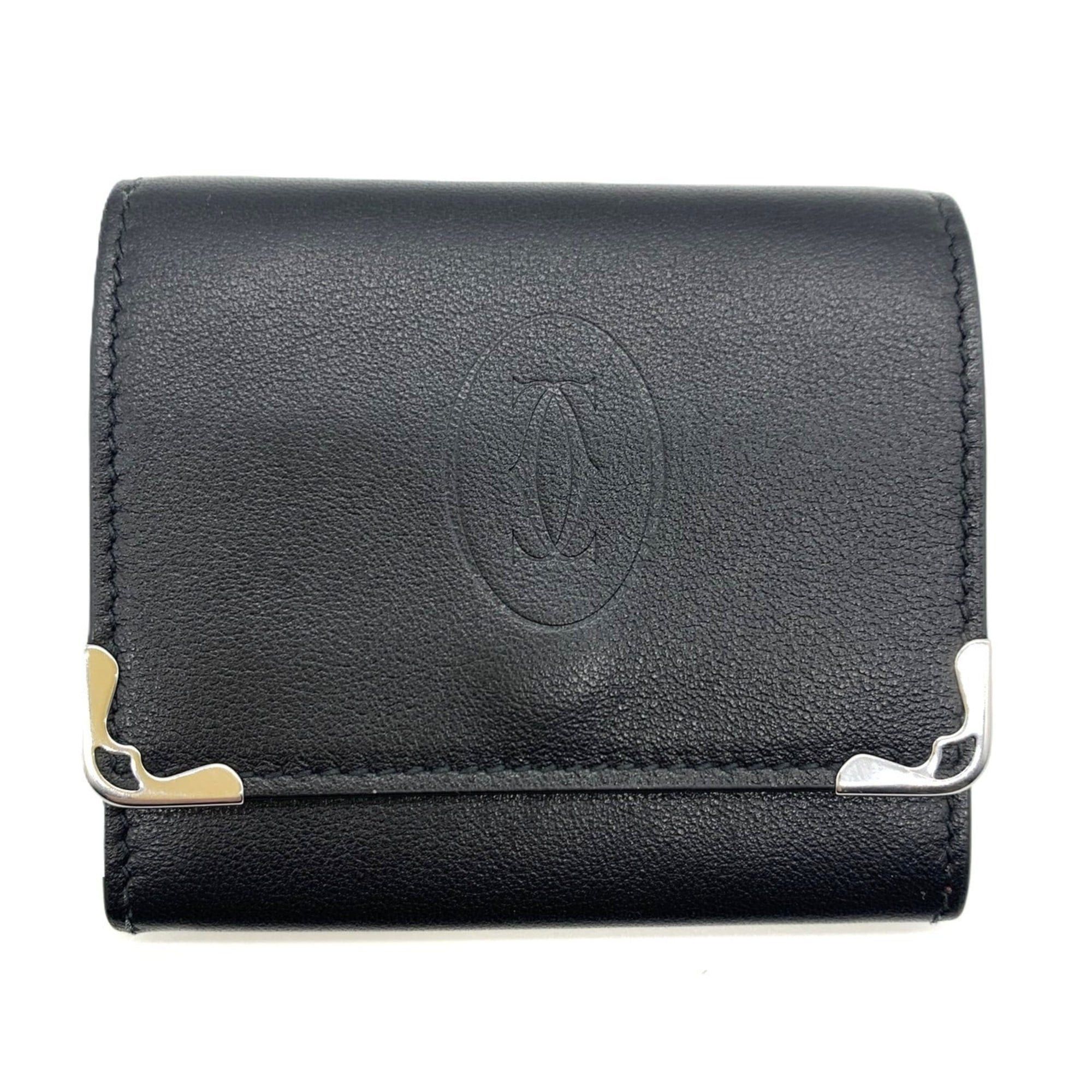 Cartier Cartier Square Coin Purse Must de Case L3001372 Calf Leather Black/Bordeaux/Silver Size ONE SIZE - 1 Thumbnail
