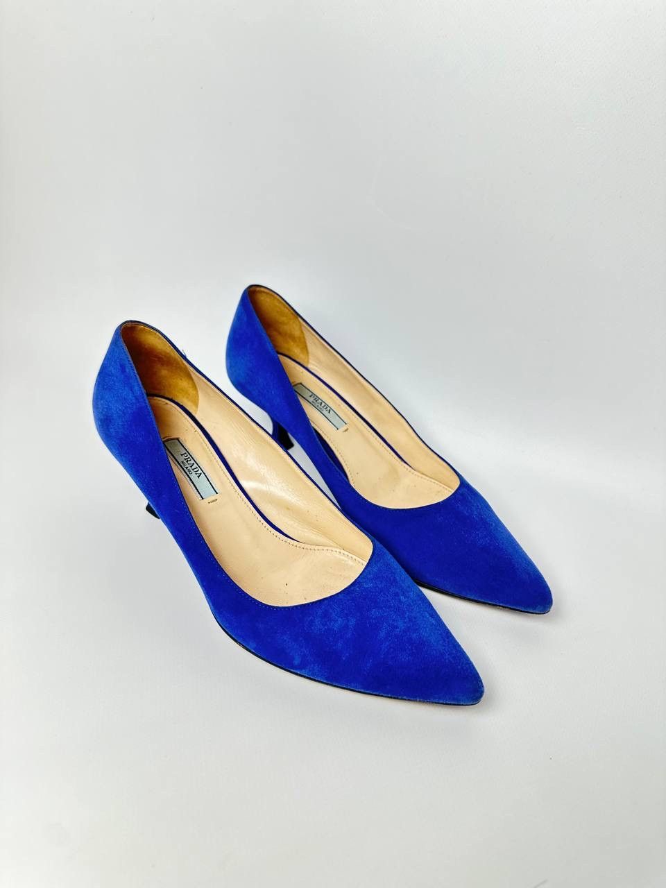 Prada Prada Kitten Heels Cute Eye Catching Royal Blue Suede Size US 9 / IT 39 - 3 Thumbnail