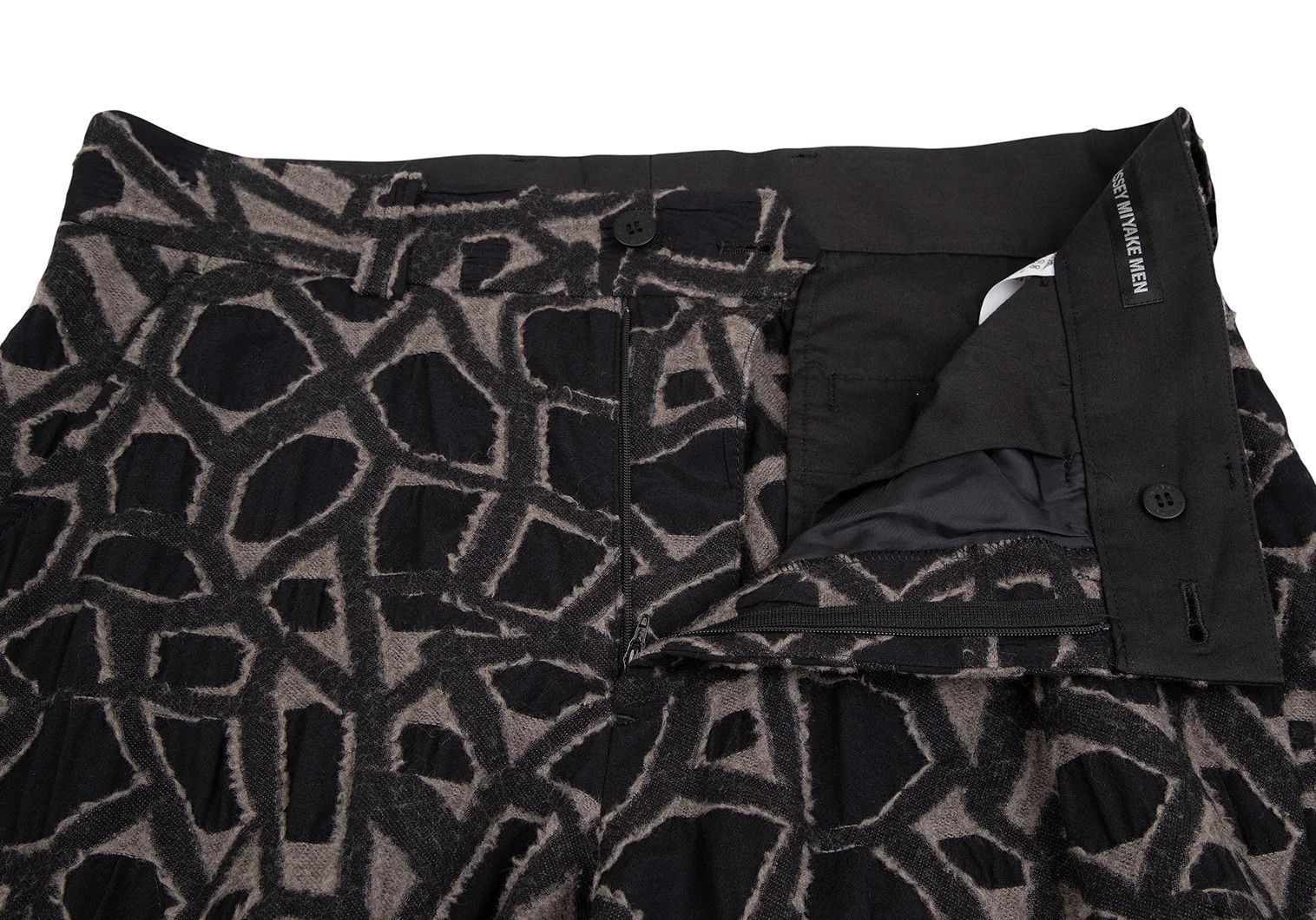 Issey Miyake Cut Jacquard Design Tapered Pants in Black/Gray Size US 36 / EU 52 - 5 Thumbnail