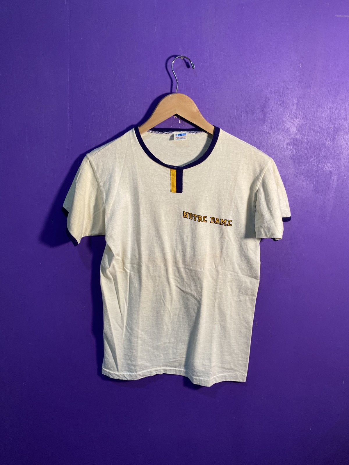 Champion Vintage 70s Champion Notre dame ringer tee Size US M / EU 48-50 / 2 - 1 Thumbnail