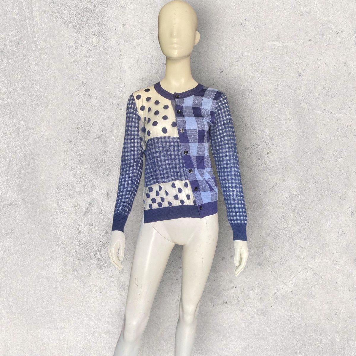 Comme des Garcons Tricot CDG Asymmetric Mix Fabric Cardigan Size S / US 4 / IT 40 - 1 Thumbnail