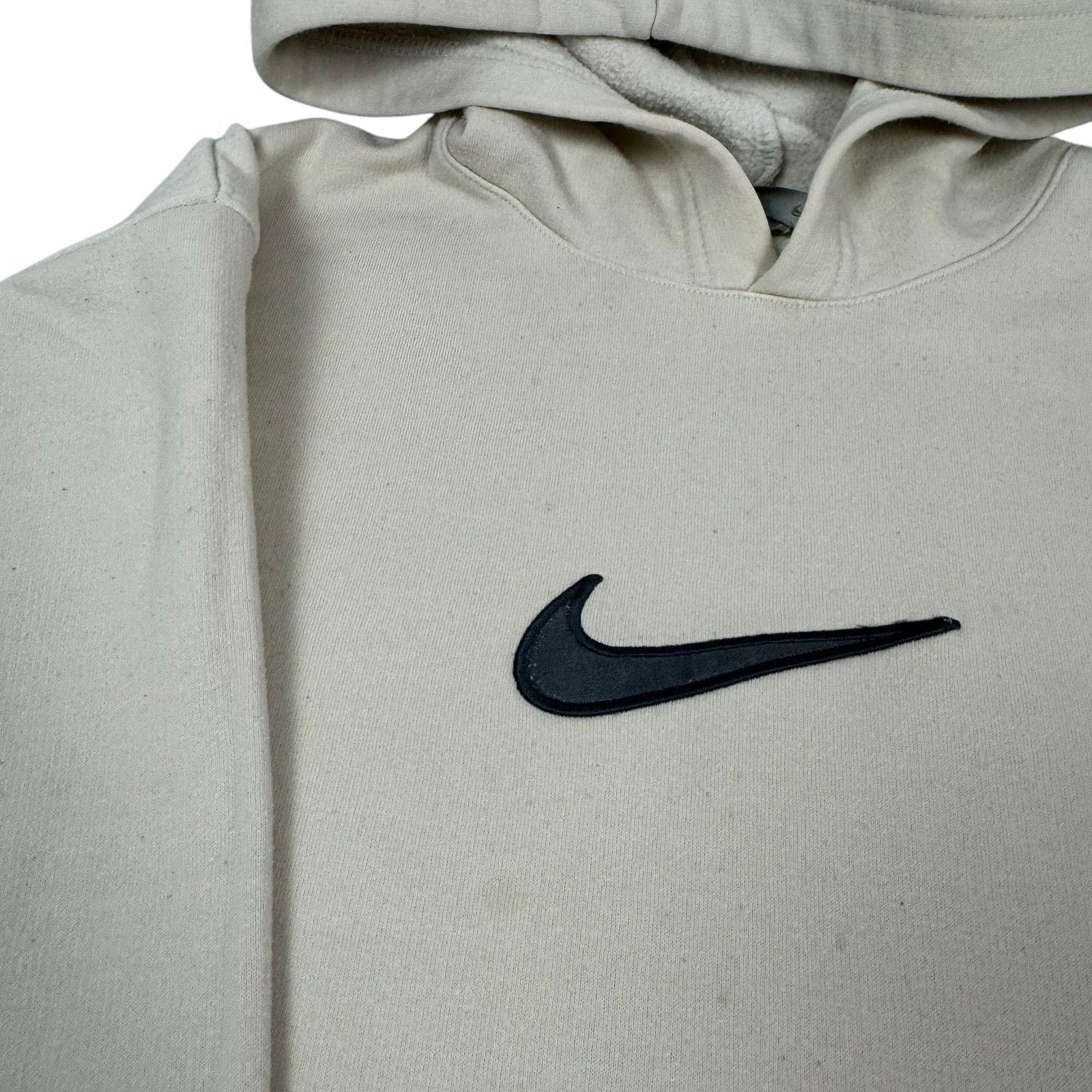 Nike × Vintage Vintage Nike Men's Beige Center Swoosh Fleece Lined Hoodie M Size US M / EU 48-50 / 2 - 3 Thumbnail