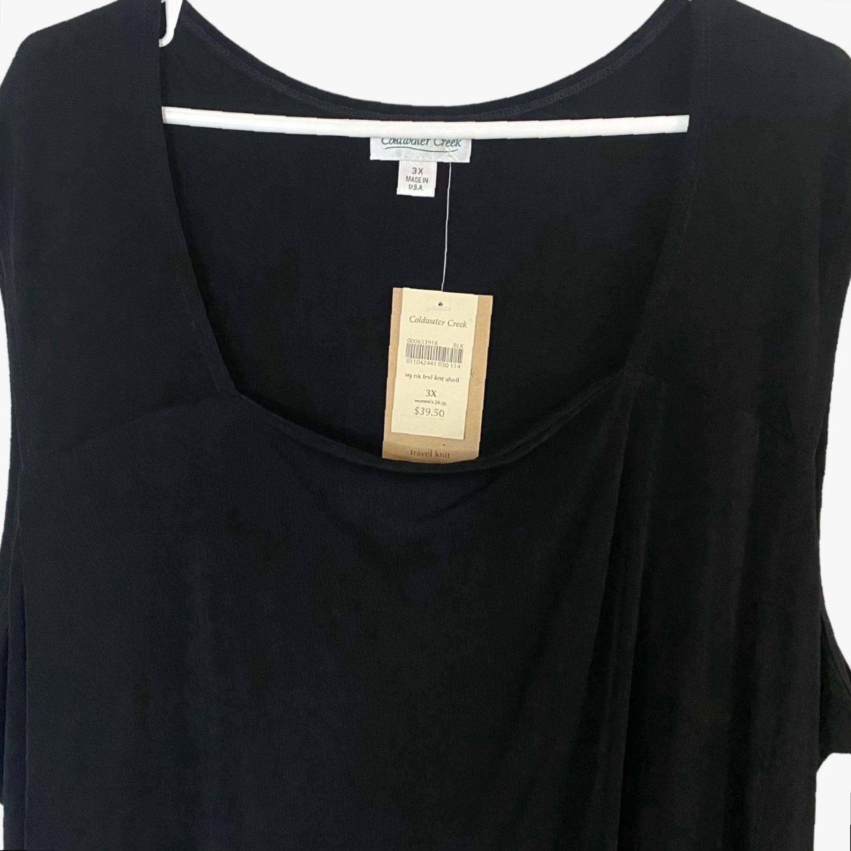 Coldwater Creek Coldwater Creek Tank Top Womens 3XL Black Square Neck Travel Knit Sleeveless NEW Size XXL / US 16-18 / IT 52-54 - 5 Thumbnail