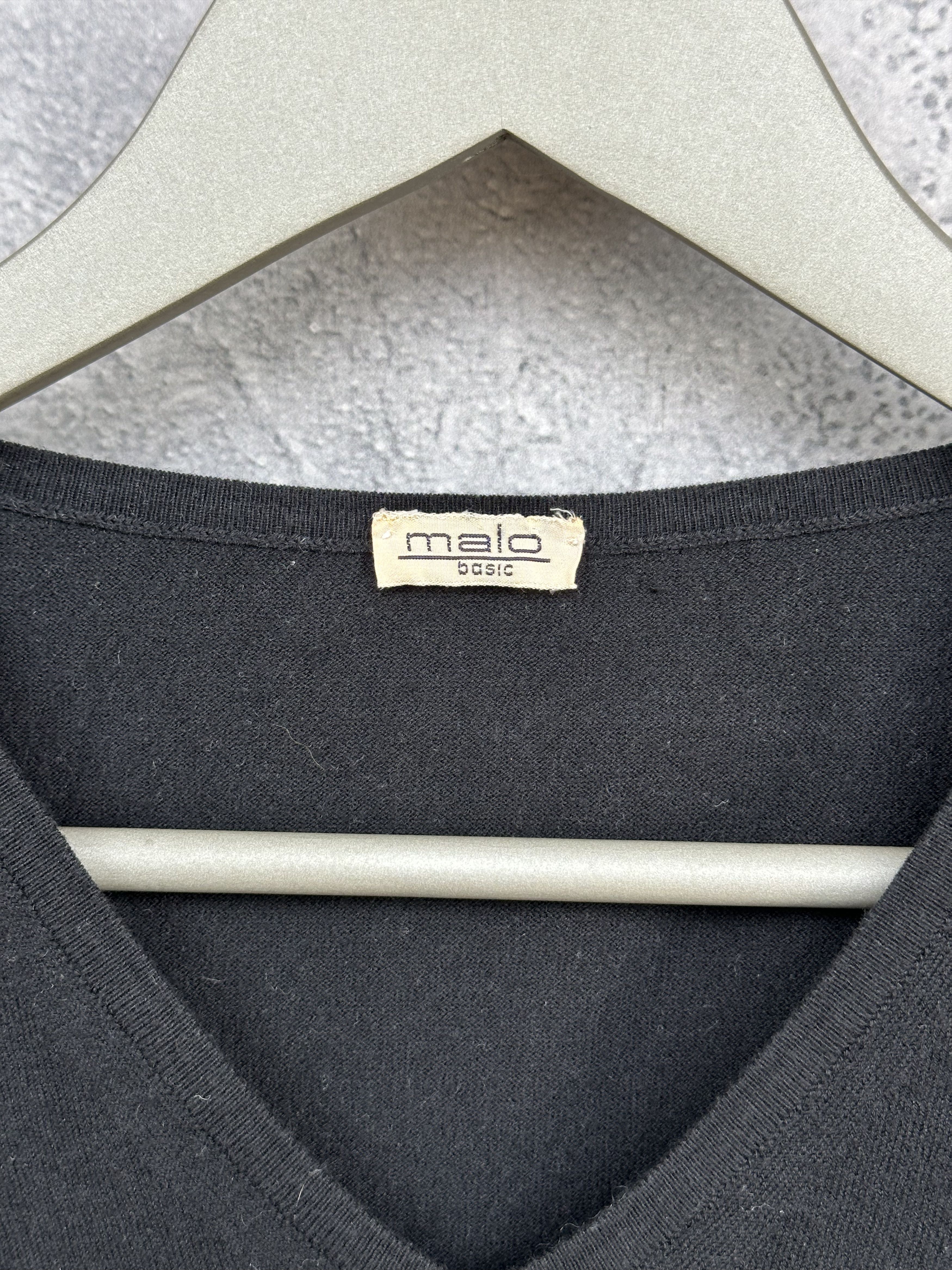 Malo Malo Sweater V-Neck Black Jumper Cotton Blend LS Pullover Size US XXL / EU 58 / 5 - 10 Thumbnail