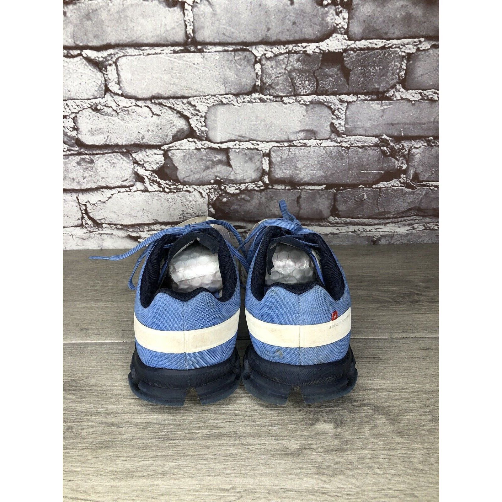 On On Cloudflow Marina White Blue Synthetic Lace Running Shoes Size US 10.5 / IT 40.5 - 5 Thumbnail