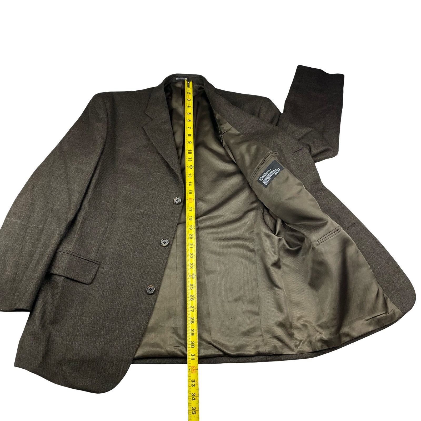 Stafford Stafford Men's Wool/Cashmere 3-Button Blazer Brown/Green/Blu Size 44R - 8 Thumbnail