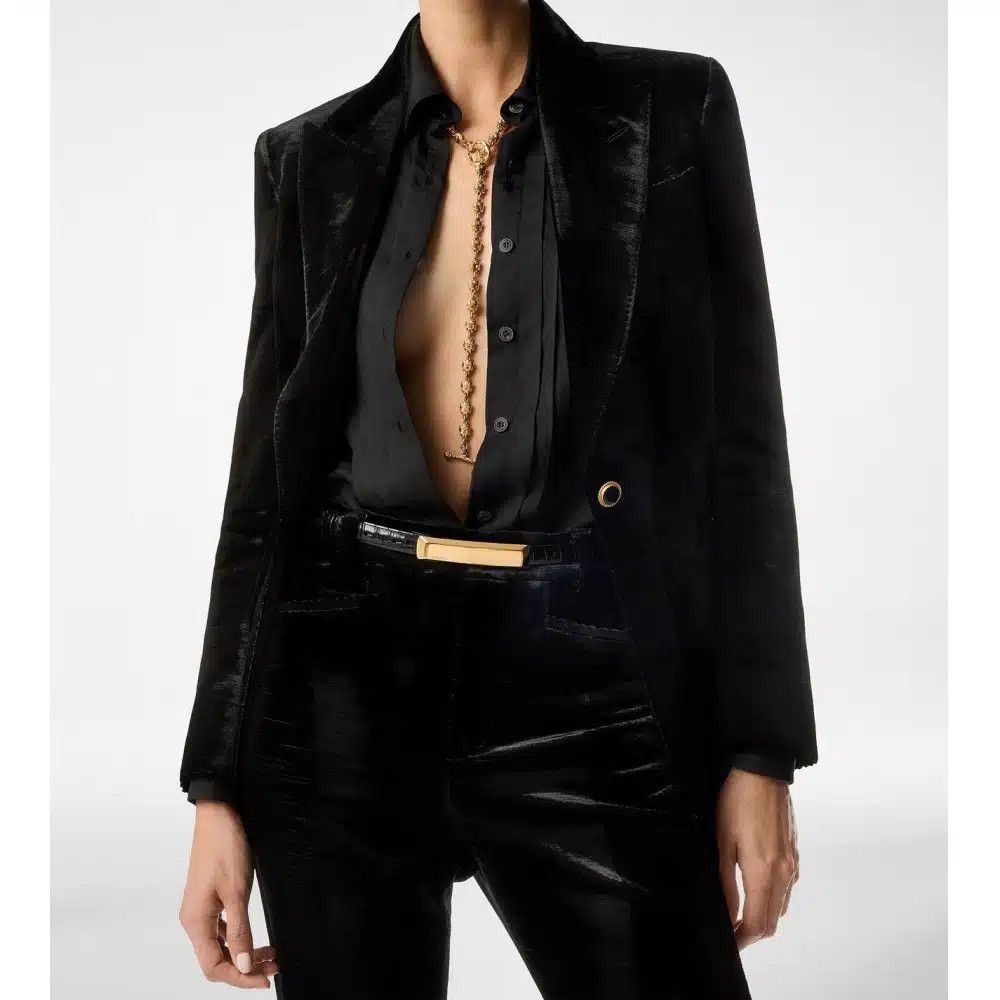 Tom Ford o1loc1c0425 GI2970 Velvet Wallis Single Breasted Jacket Size S / US 4 / IT 40 - 2 Thumbnail