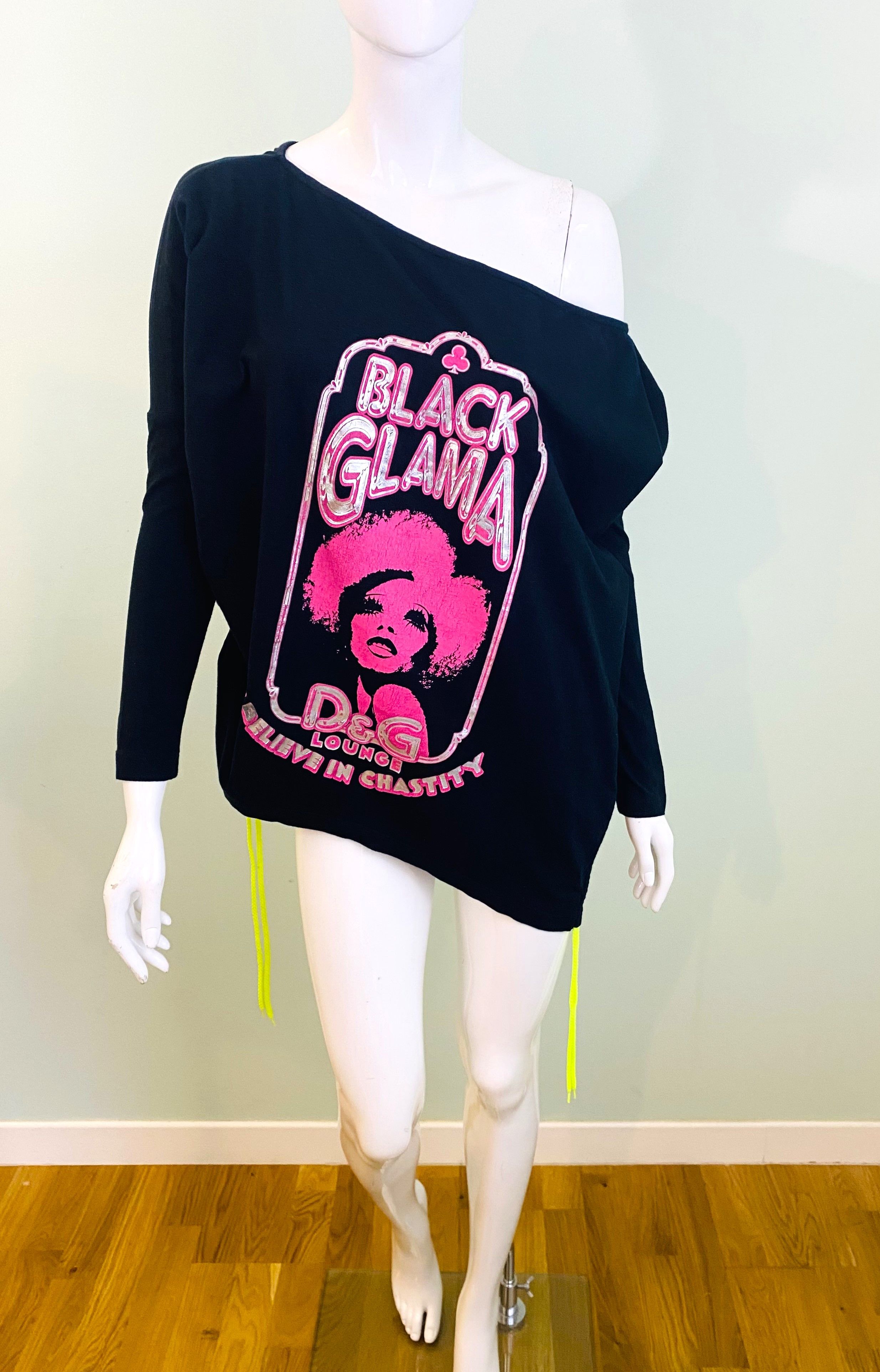 Dolce & Gabbana Dolce & Gabbana Black Glama Neon Graphic Top Dress Size M / US 6-8 / IT 42-44 - 3 Thumbnail