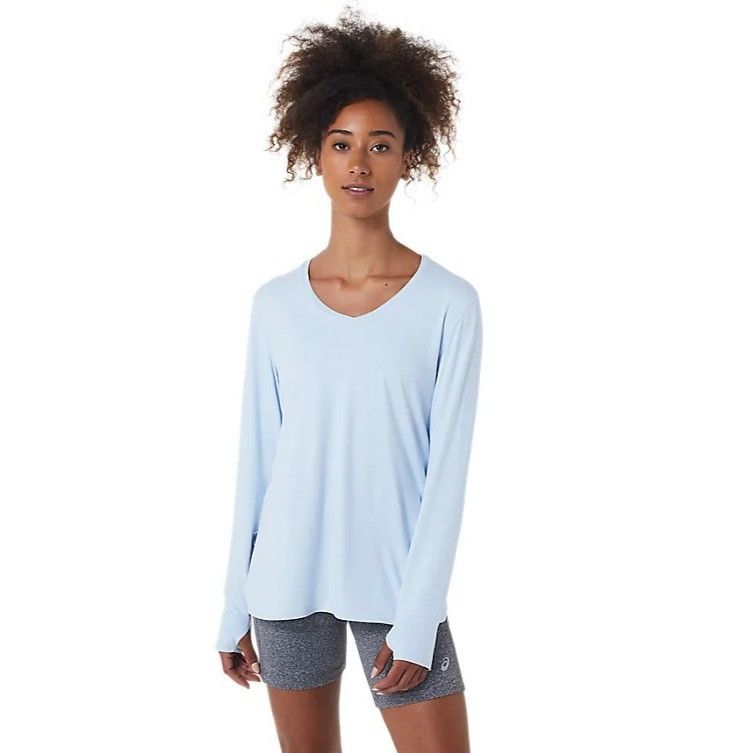 Asics ASICS Women's Long Sleeve Heather Top, Soft Sky Heather, Sz Size L / US 10 / IT 46 - 1 Thumbnail