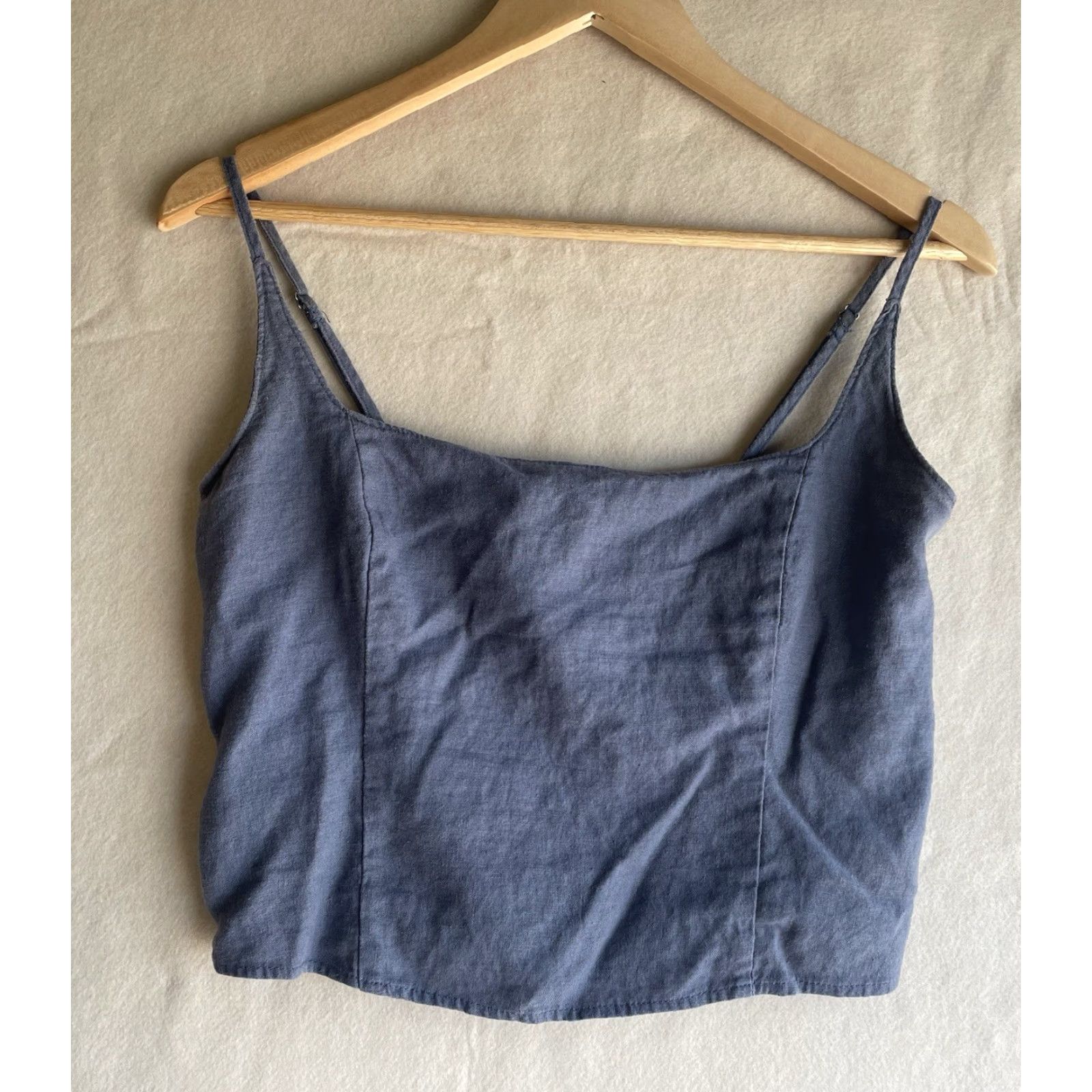 Abercrombie & Fitch VINTAGE Abercrombie & Fitch Med. Women Crop Top Gray Blue Feels Like Linen Cotton Blend Cropped Womens M Size M / US 6-8 / IT 42-44 - 2 Thumbnail