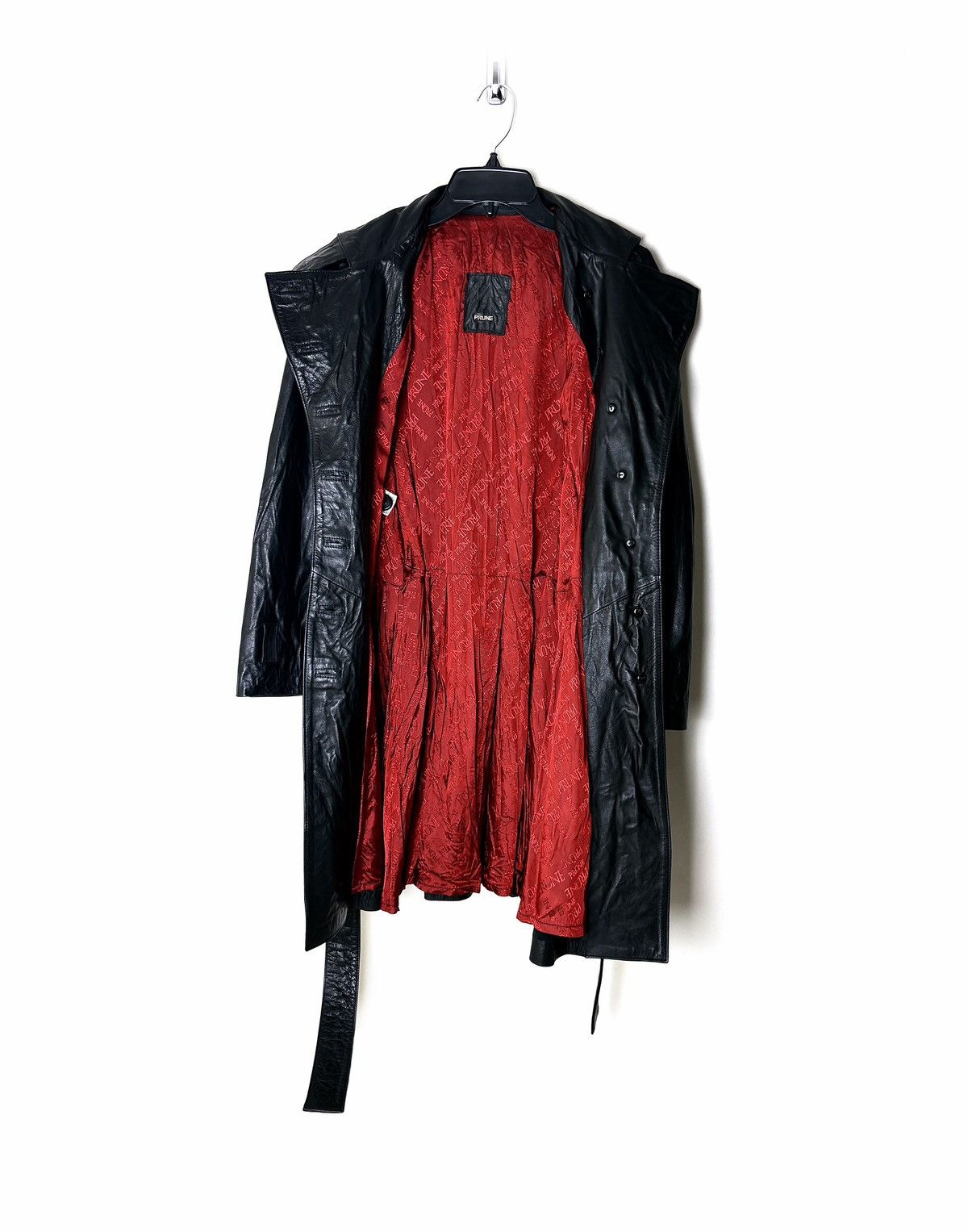 Genuine Leather PRUNE Gothic Vampire Leather Trench Coat Size L / US 10 / IT 46 - 4 Thumbnail
