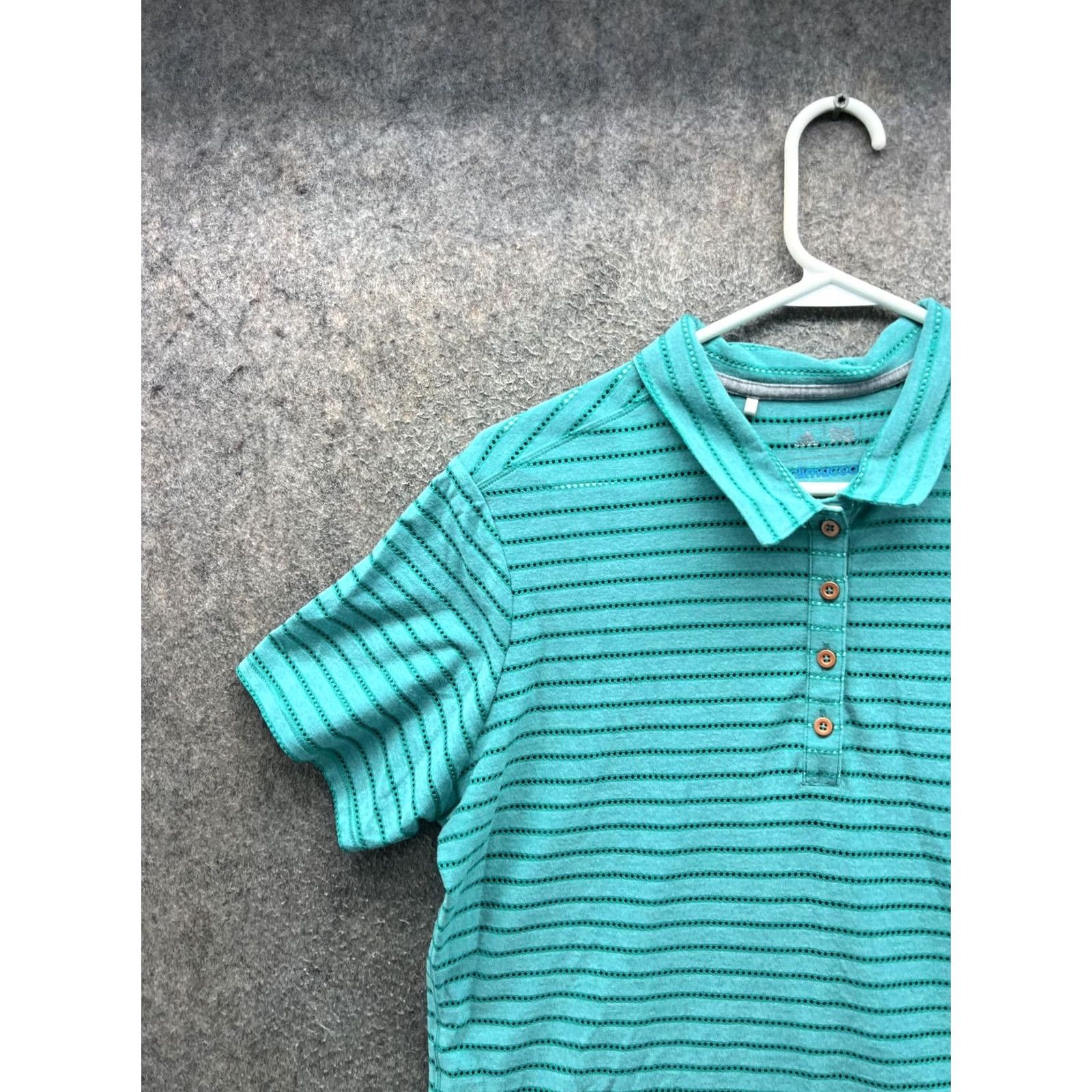 Adidas Adidas Climacool Polo Shirt Womens XL Green Stripe Short Sleeve Knit Golf Lightweight Moisture Wicking Breathable Regular Fit Climacool Logo New Size XL / US 12-14 / IT 48-50 - 6 Thumbnail