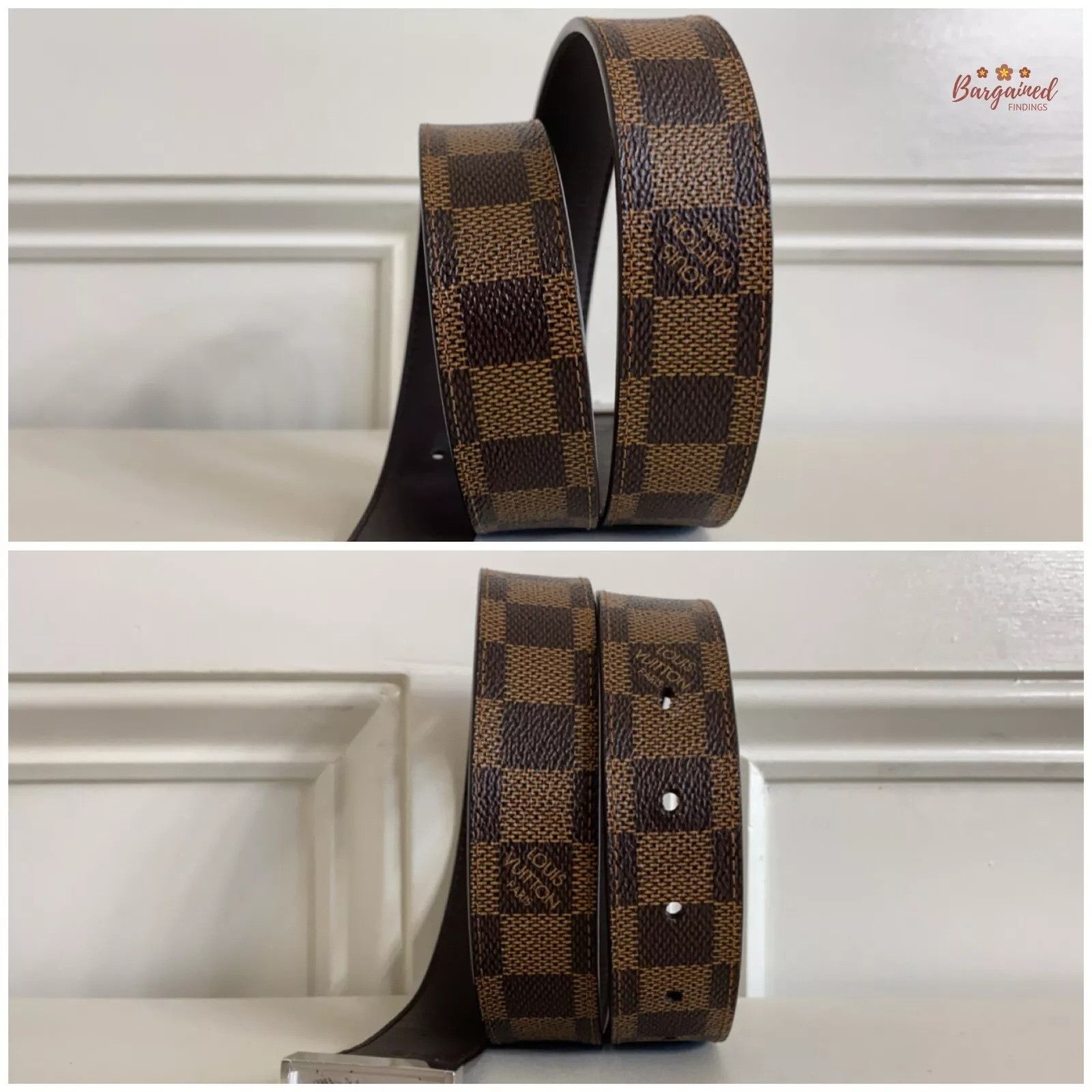 Louis Vuitton Louis Vuitton Damier Coated Leather Silver Buckle Belt Size 28 - 8 Thumbnail