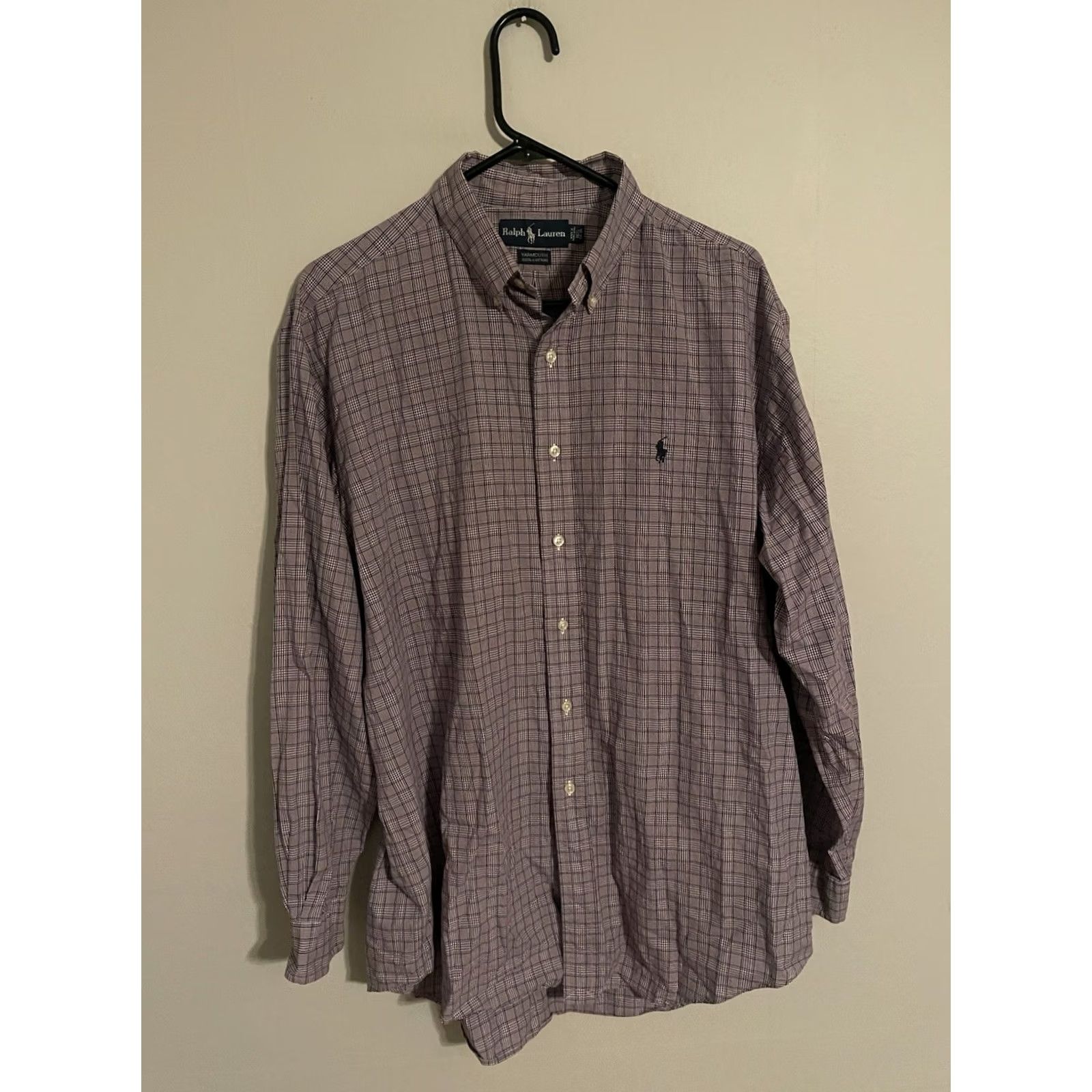 Polo Ralph Lauren Polo Ralph Lauren Button-Up Dress Shirt Men's 16.5 34/35 Blue Check Knit Cotton Long Sleeve Button-Down Casual Shirt Mens Size 46R - 3 Thumbnail