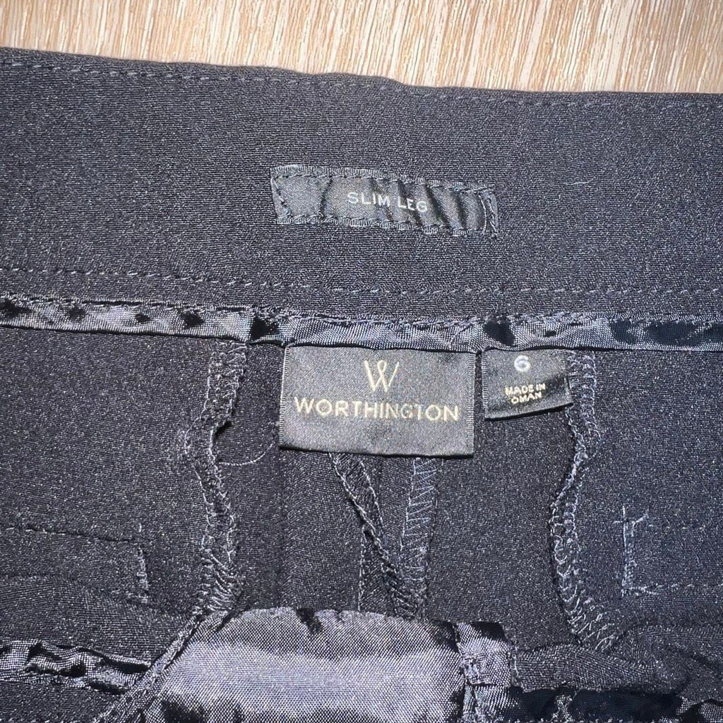 Worthington Worthington Black Slim Leg Trousers Fitted Pants, Profession Size 28" / US 6 / IT 42 - 4 Thumbnail