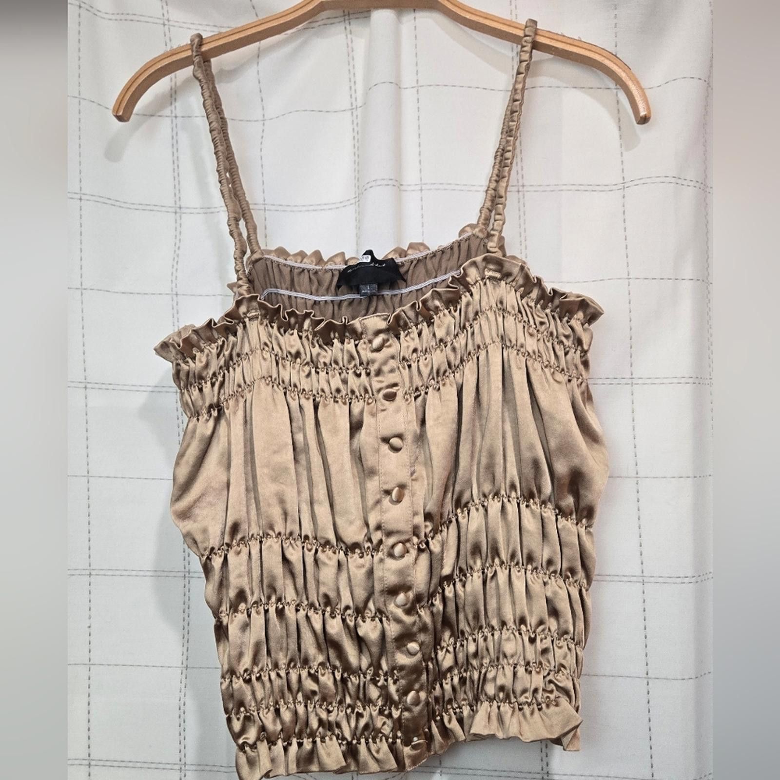 Other Line & Dot "Dolly" Smocked Satin Top Size L / US 10 / IT 46 - 1 Thumbnail