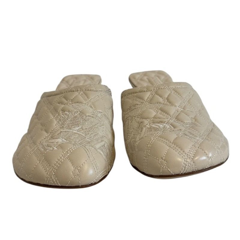 Burberry NEW Burberry Beige Quilted Embroidered Glove Mule Shoes 37.5 Size US 7 / IT 37 - 6 Thumbnail