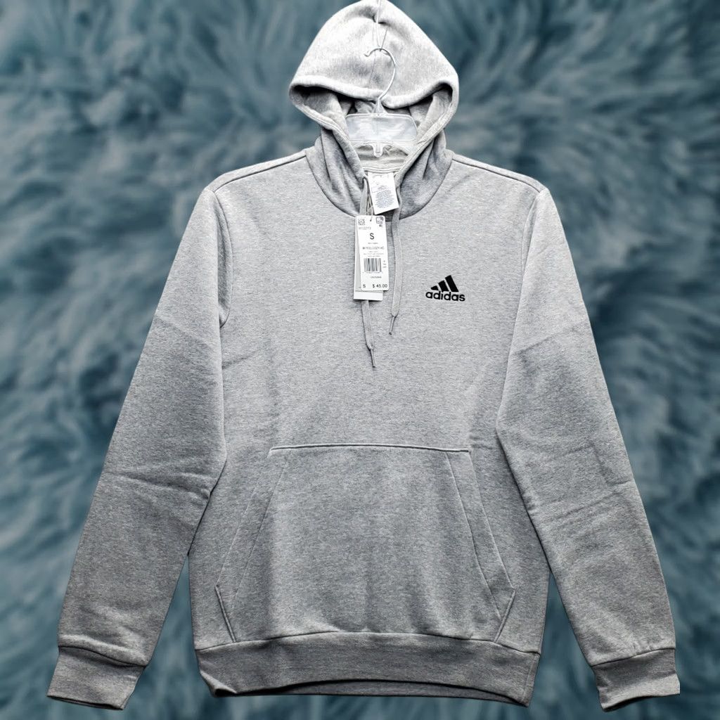 Adidas Adidas Hoodie Mens Gray Pullover Hooded Fleece Lined Kangaroo Pocket Ribbed Cuff Hem Size US S / EU 44-46 / 1 - 1 Thumbnail