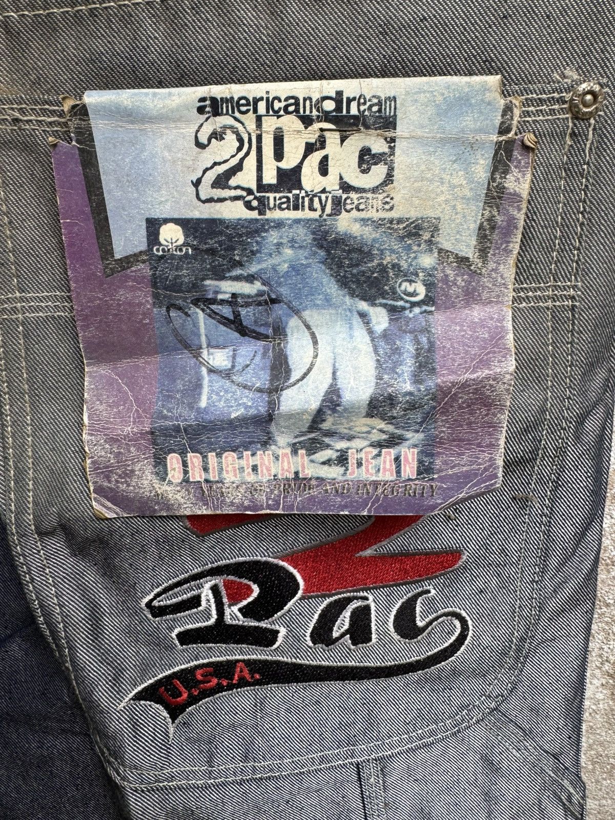 If Six Was Nine × Rap Tees × Vintage VERY RARE 🔥Vintage 90s 2PAC TUPAC HIPHOP BAGGY JEANS BOSS02 Size US 32 / EU 48 - 6 Thumbnail