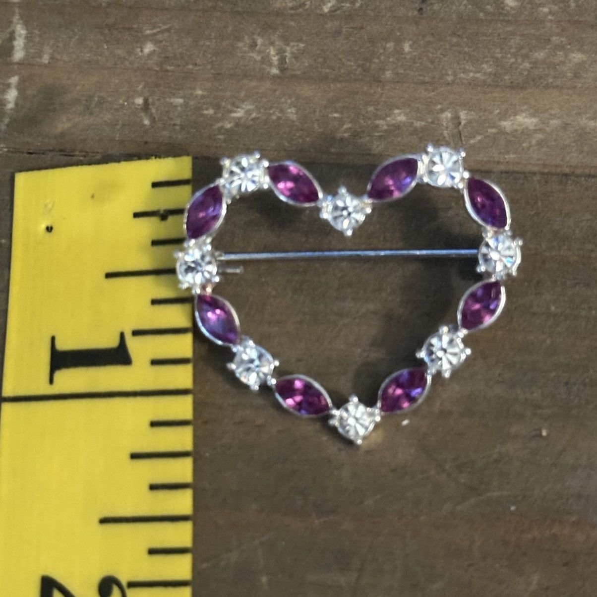 Vintage Vintage silver tone rhinestone heart brooch Size ONE SIZE - 2 Thumbnail