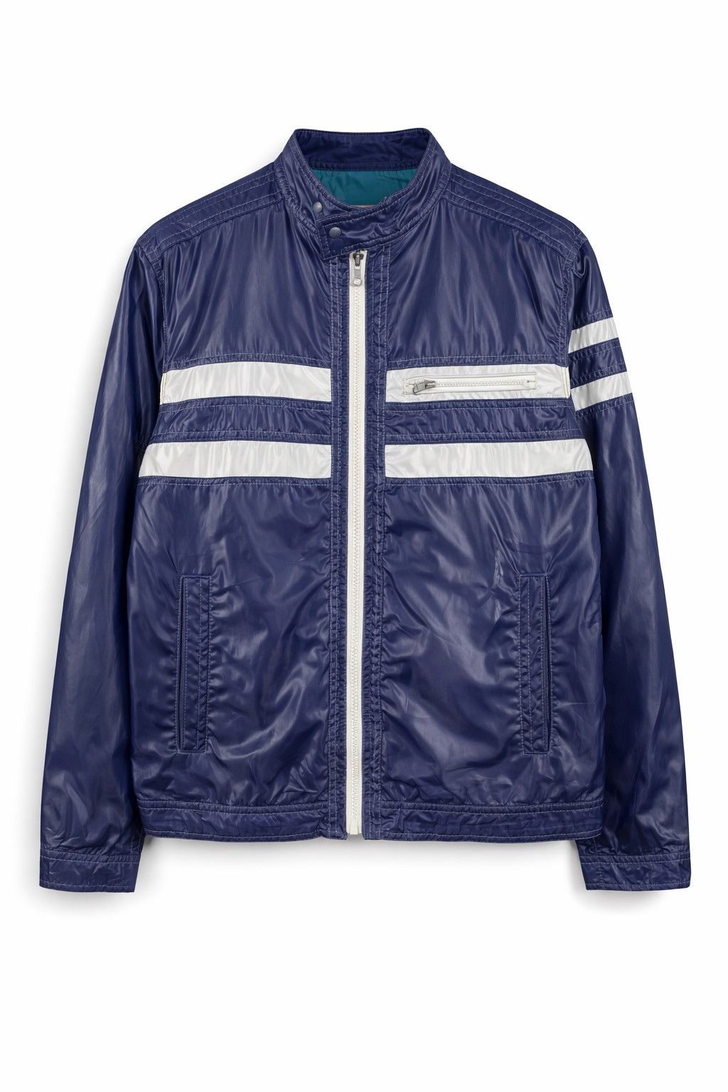 Vintage BALL Nylon Racing Jacket Blue Reflective Stripe