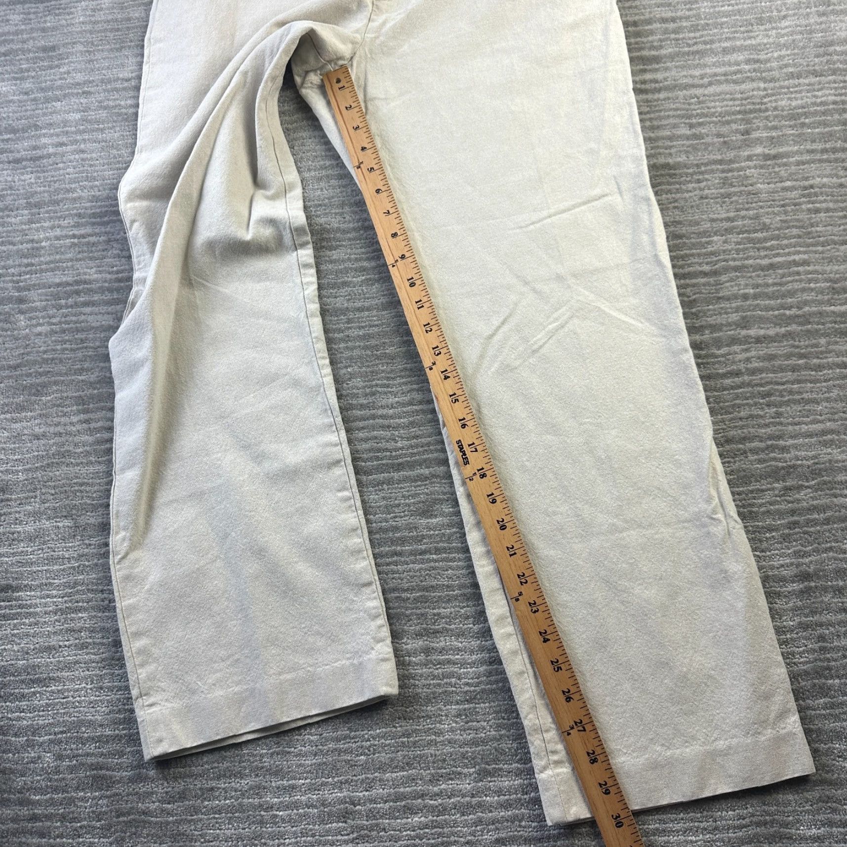 J.Crew J.CREW Pants Mens 35x30 Beige Linen Blend Chino Flat Front 5-Pocket Slimming Regular Straight Trousers Casual Workwear Size US 35 - 7 Thumbnail