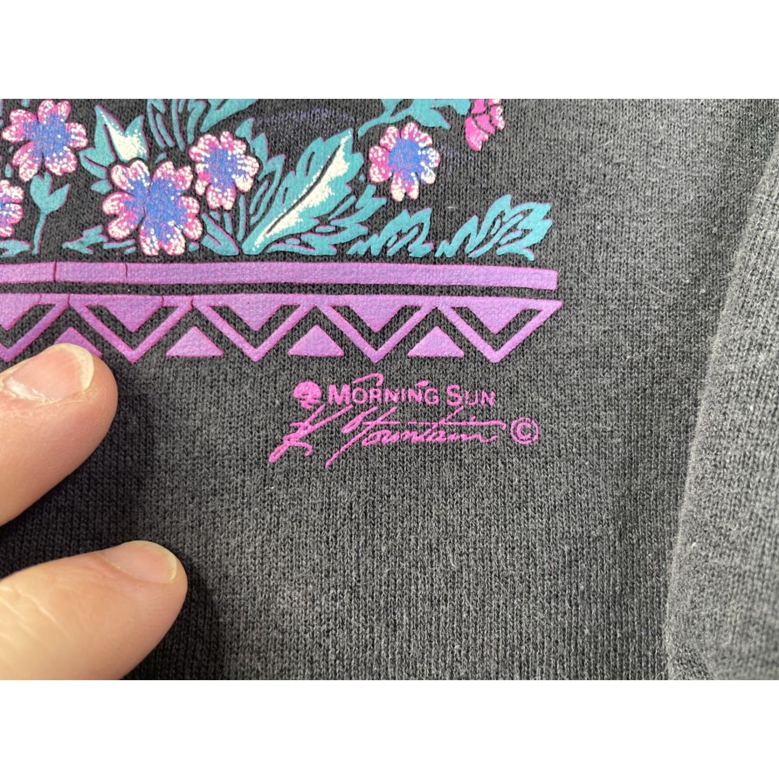 Vintage VINTAGE Morning Sun Sweatshirt Pullover Knit Black Long Sleeve 90s Holiday Tree Graphic Print L Women Size L / US 10 / IT 46 - 2 Thumbnail